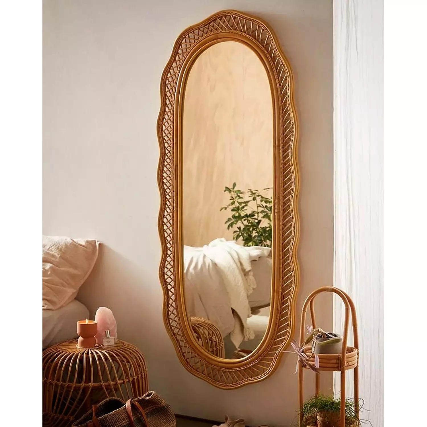 Curvy bamboo mirror hover image