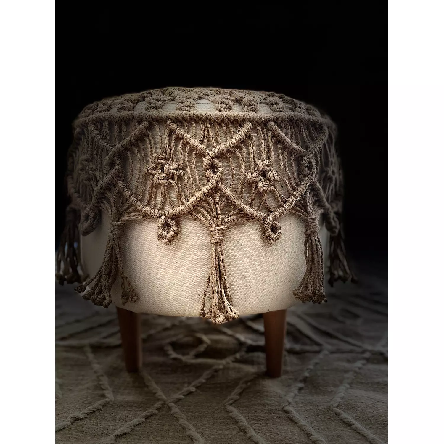 Fleur Jute Macrame Puff hover image