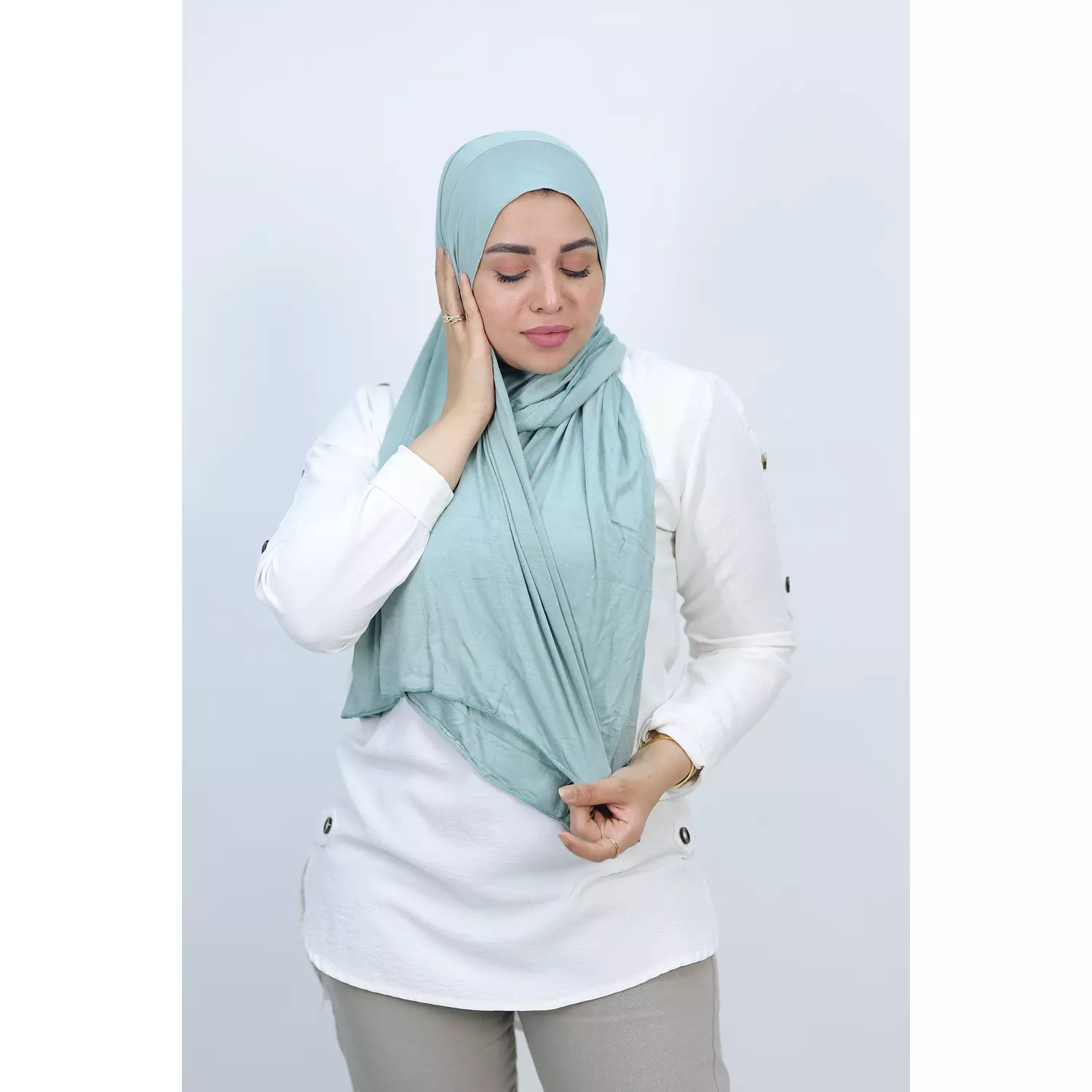 Jada Cotton Lycra Gel Hijab - Mint Green 2