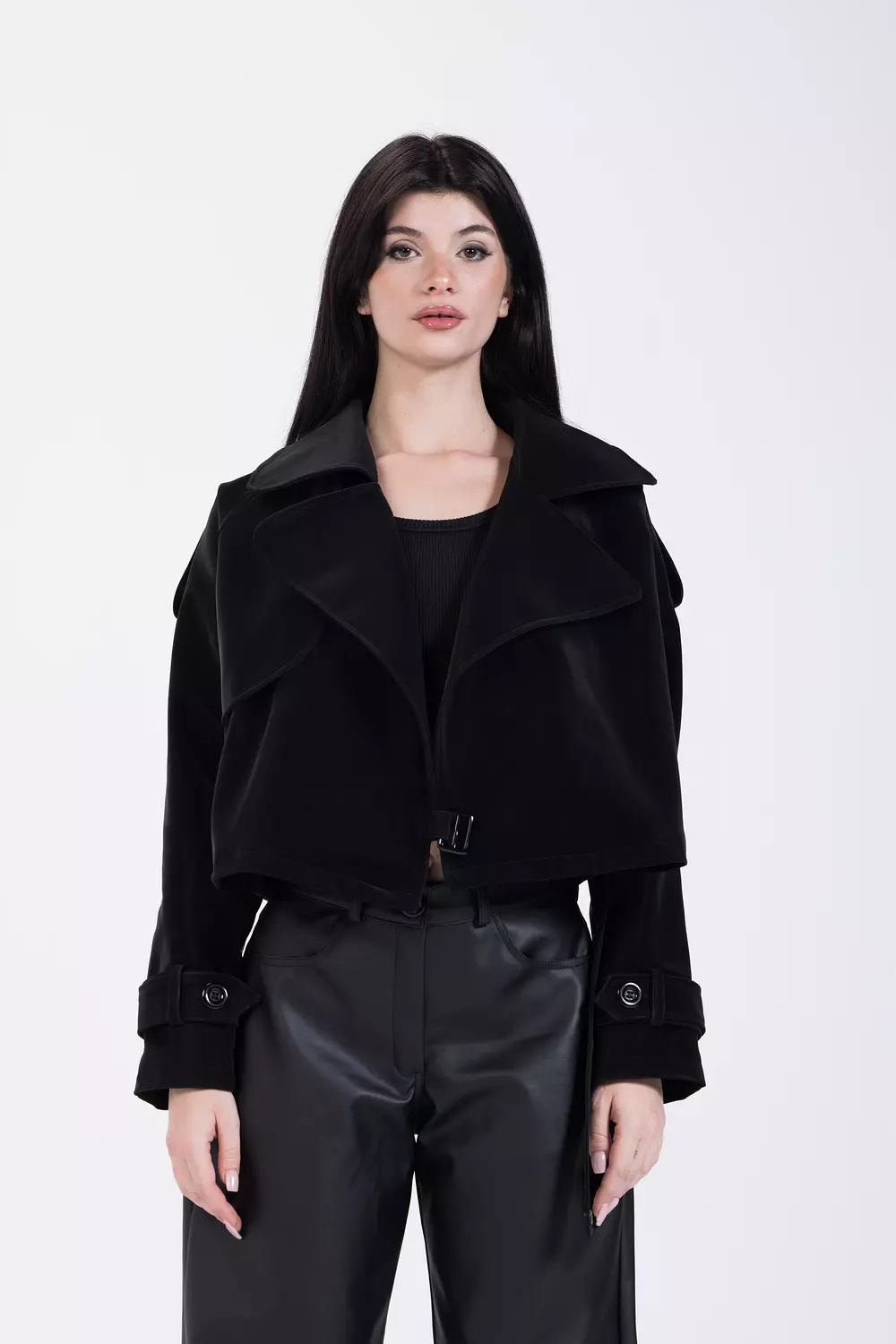 Noir Short Leather Jacket 1