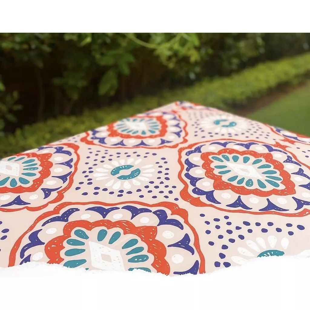 Boho Orange & Blue Tablecover Pattern (by order)