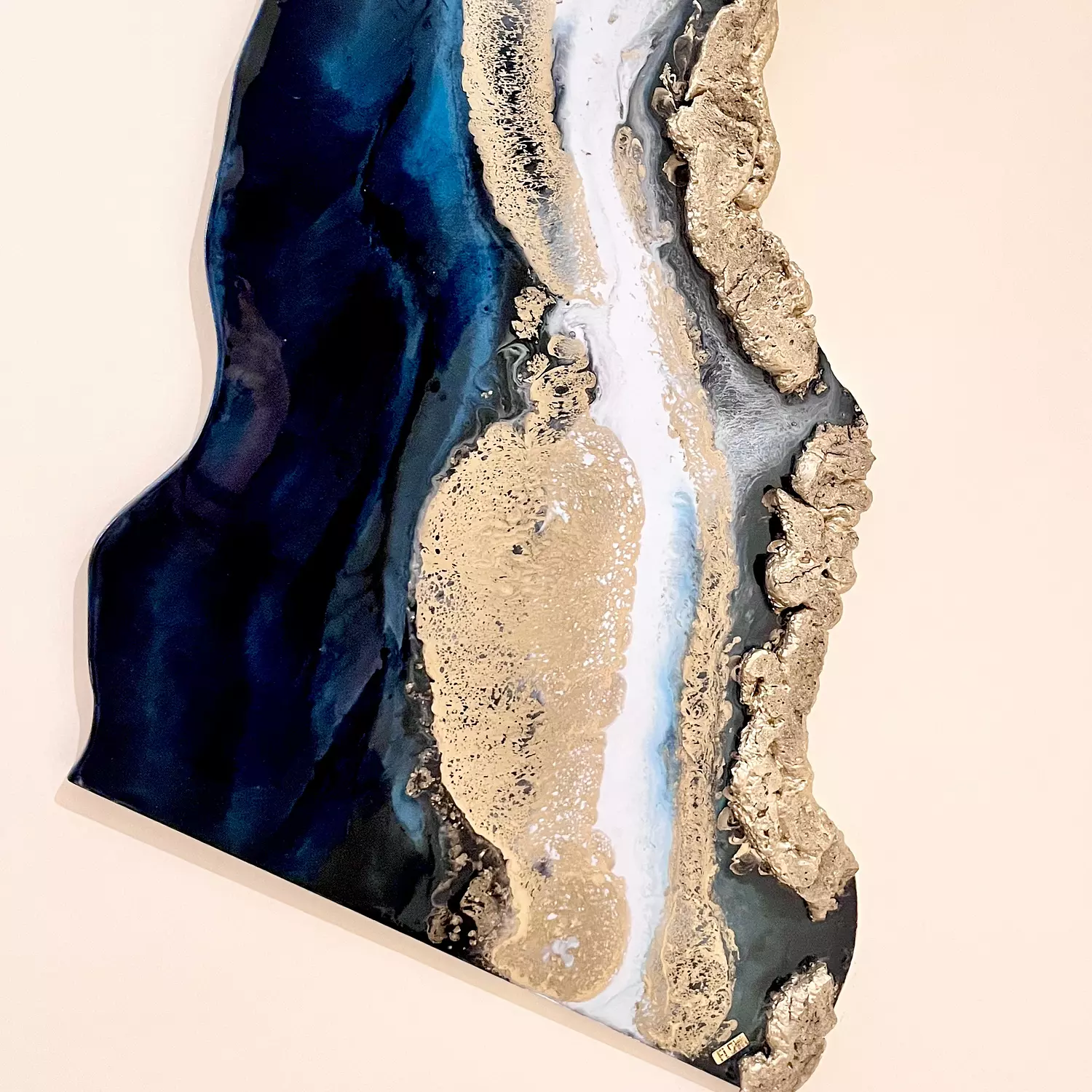 Teal Blue| Black Agate Painting 3