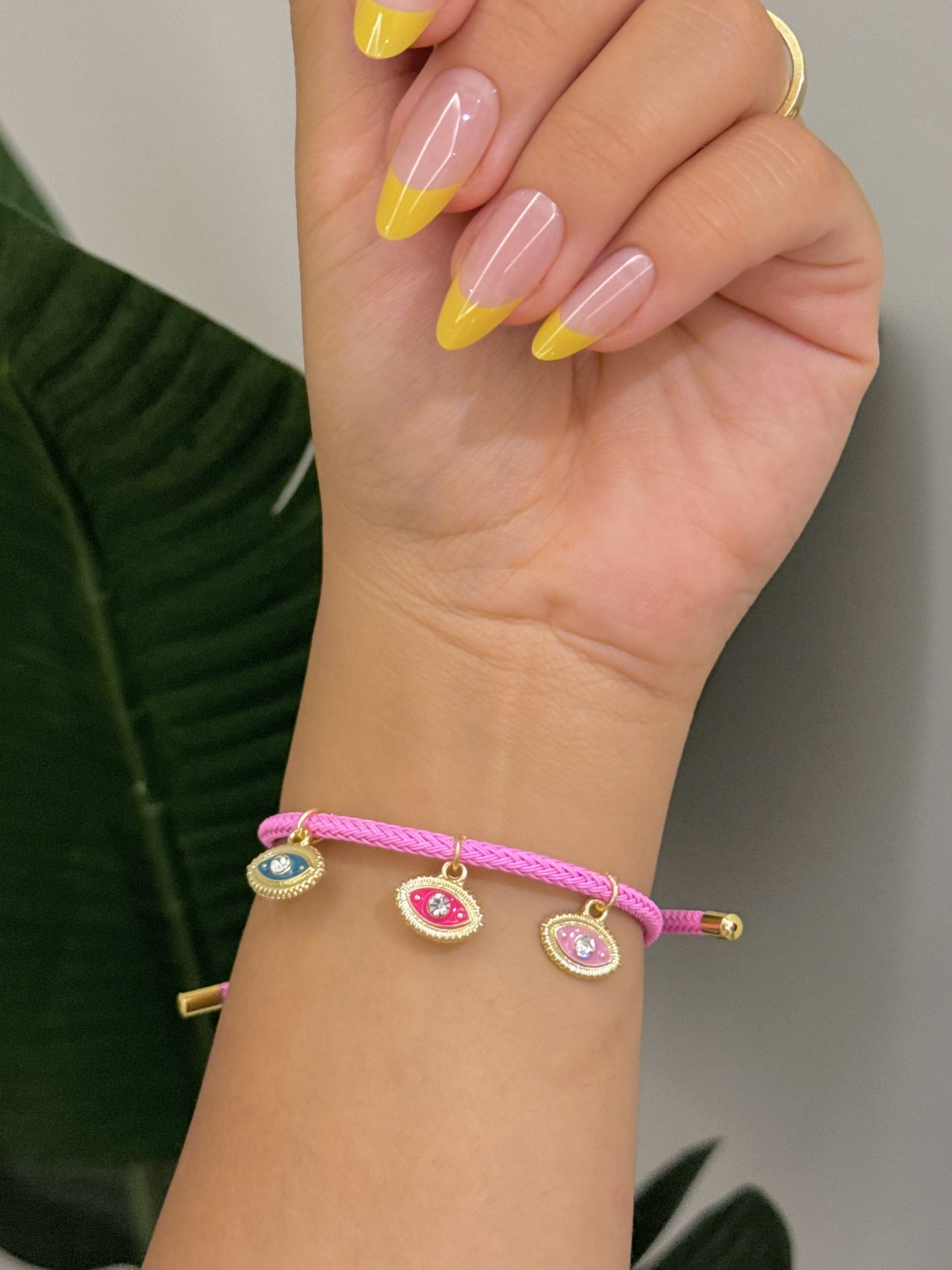 Pink evil eye band bracelet  hover image