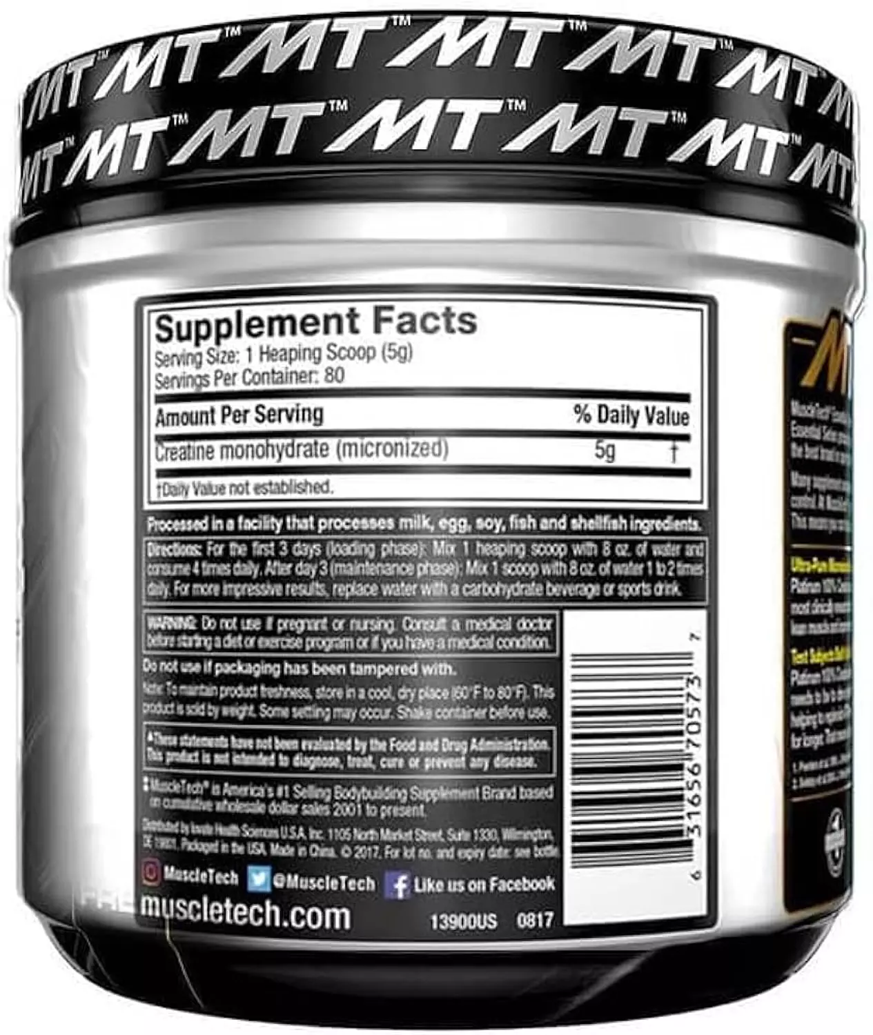 Muscletech platinum creatine 80 servings 5g creatine UNFLAVORED-2nd-img