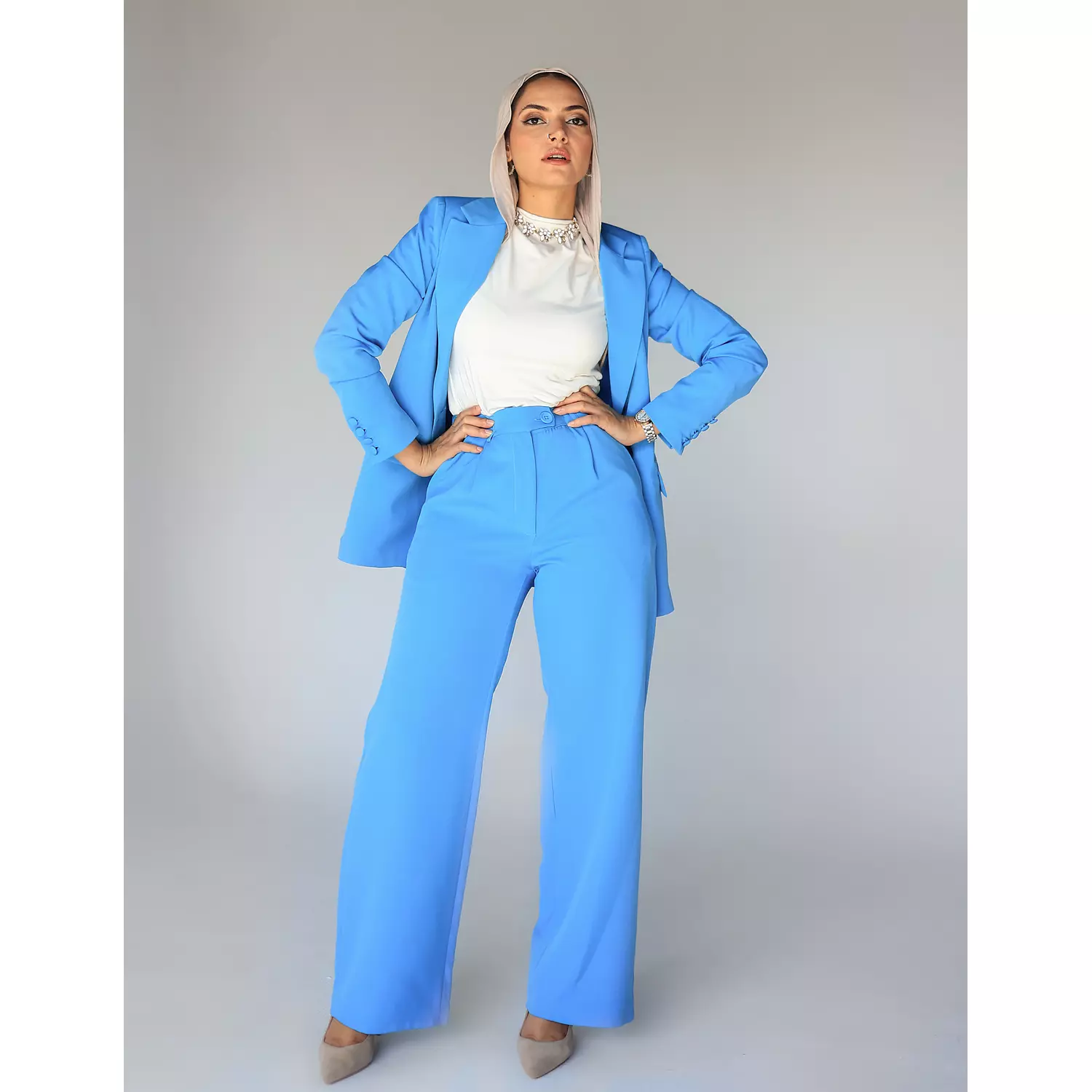 Blue Ocean Wide-leg Straight Mid Pants hover image