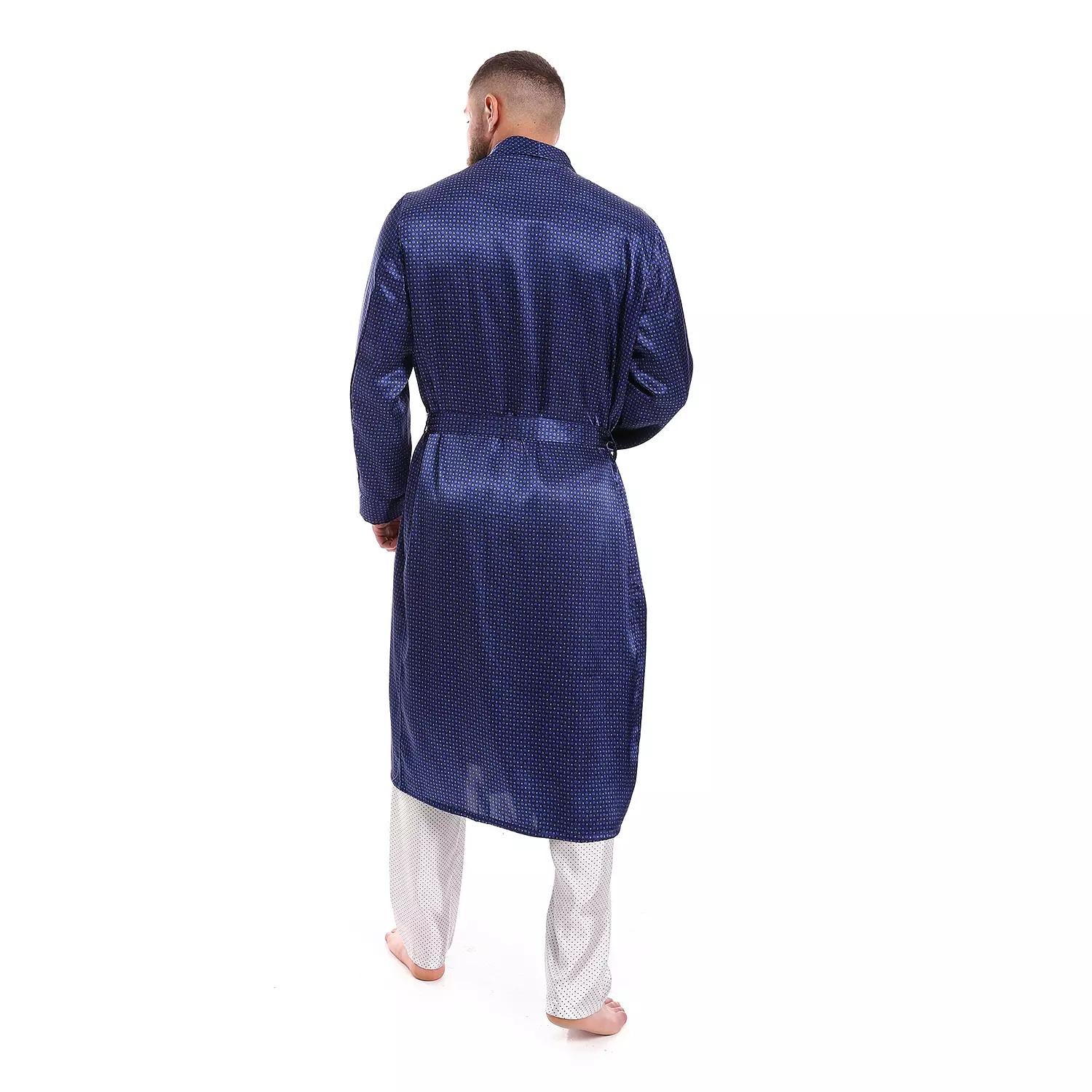 Men Satin Robe -Blue Dot 2