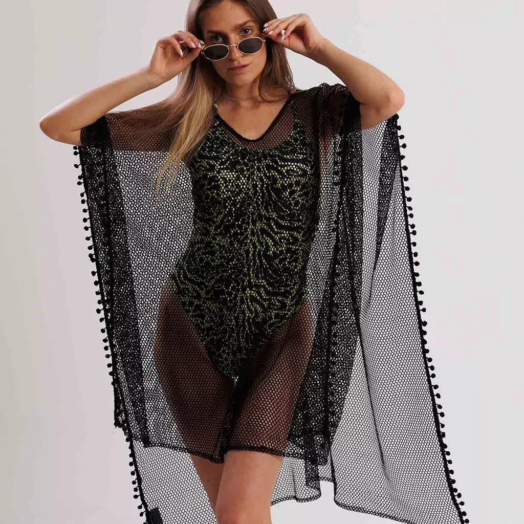 FISHNET BLACK SWIMSUIT COVERUP