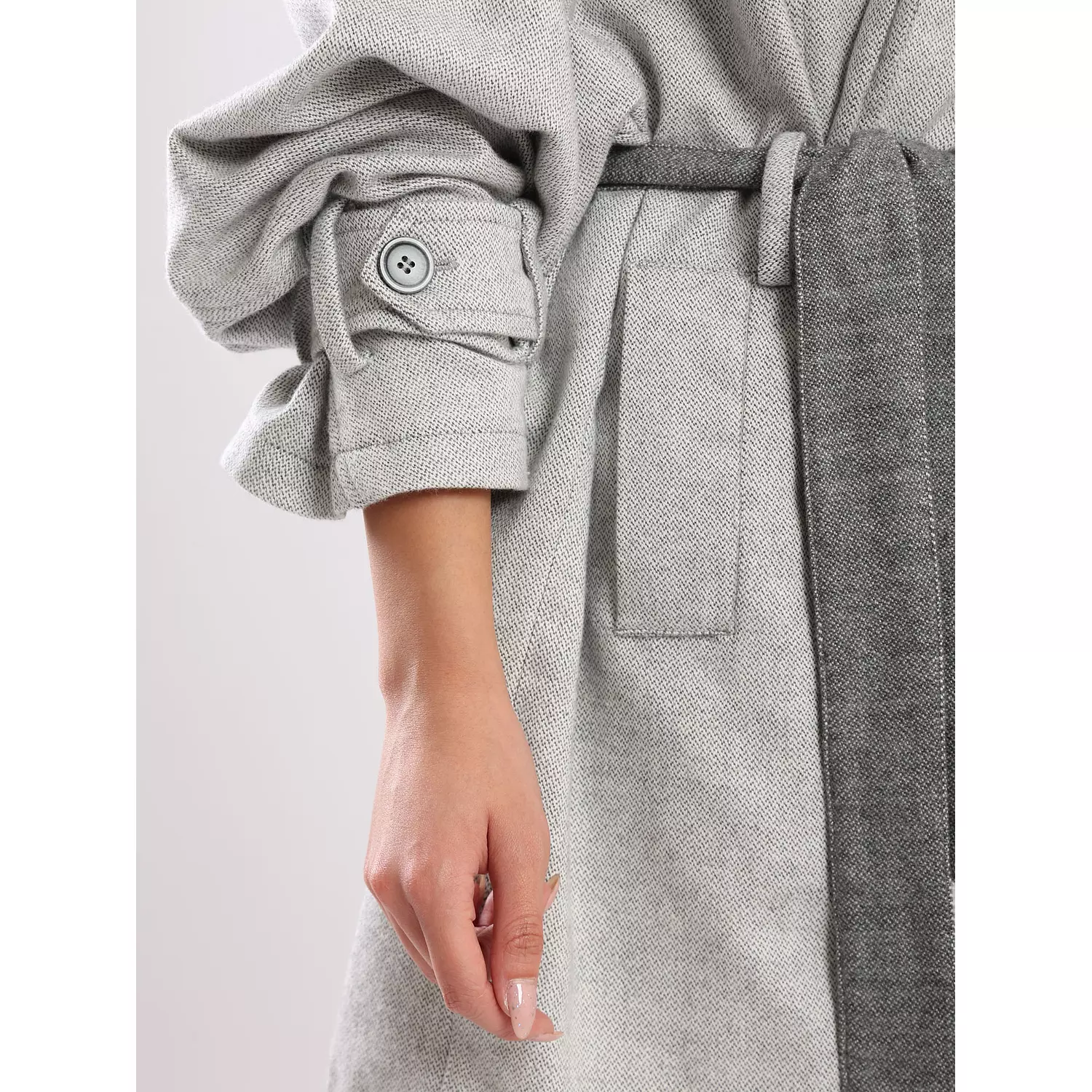 The 2 tones ice grey SOPHIA trench coat    5