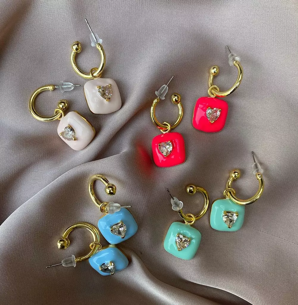 Colourful heart earrings 