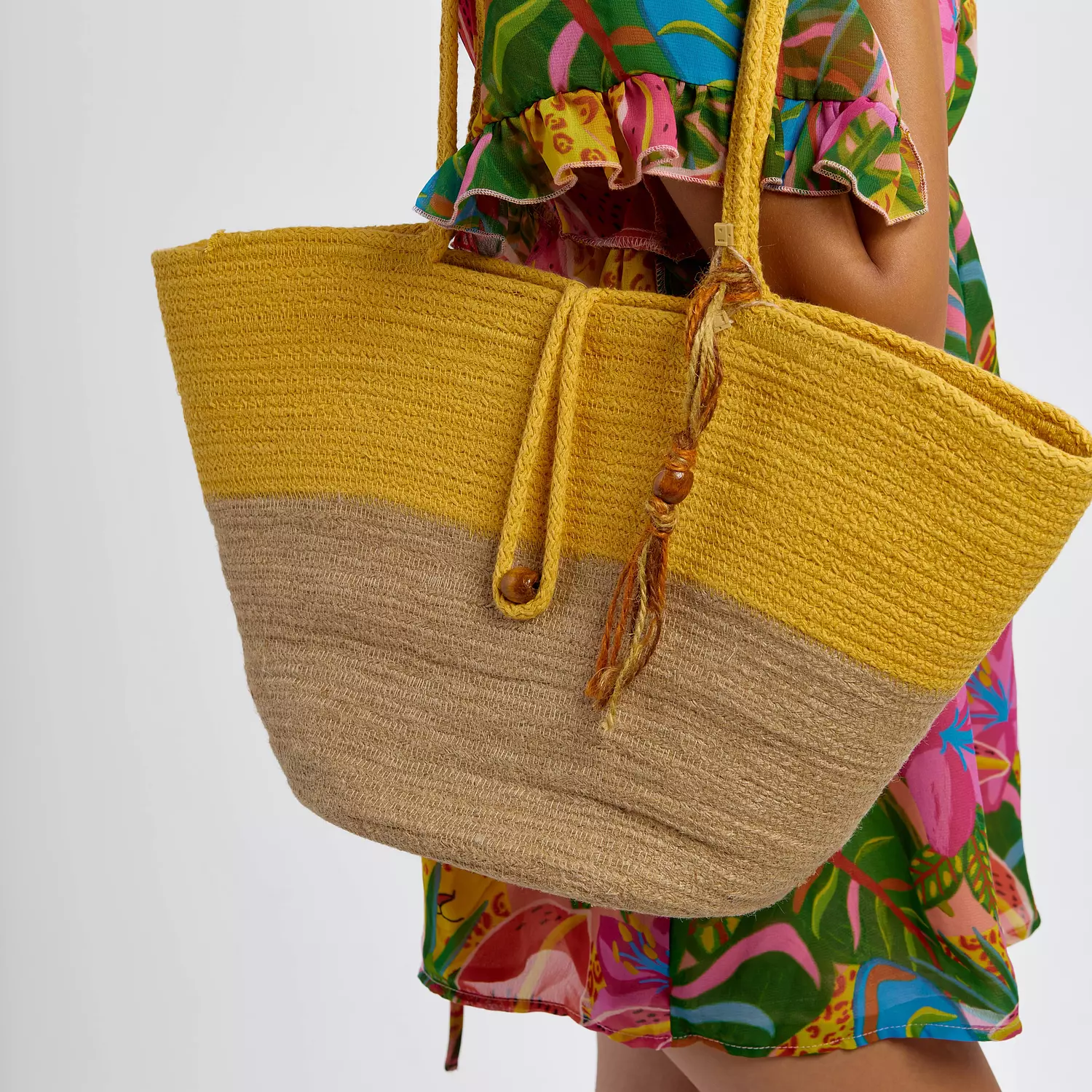 Shoulder Bag - Yellow & Jute 3