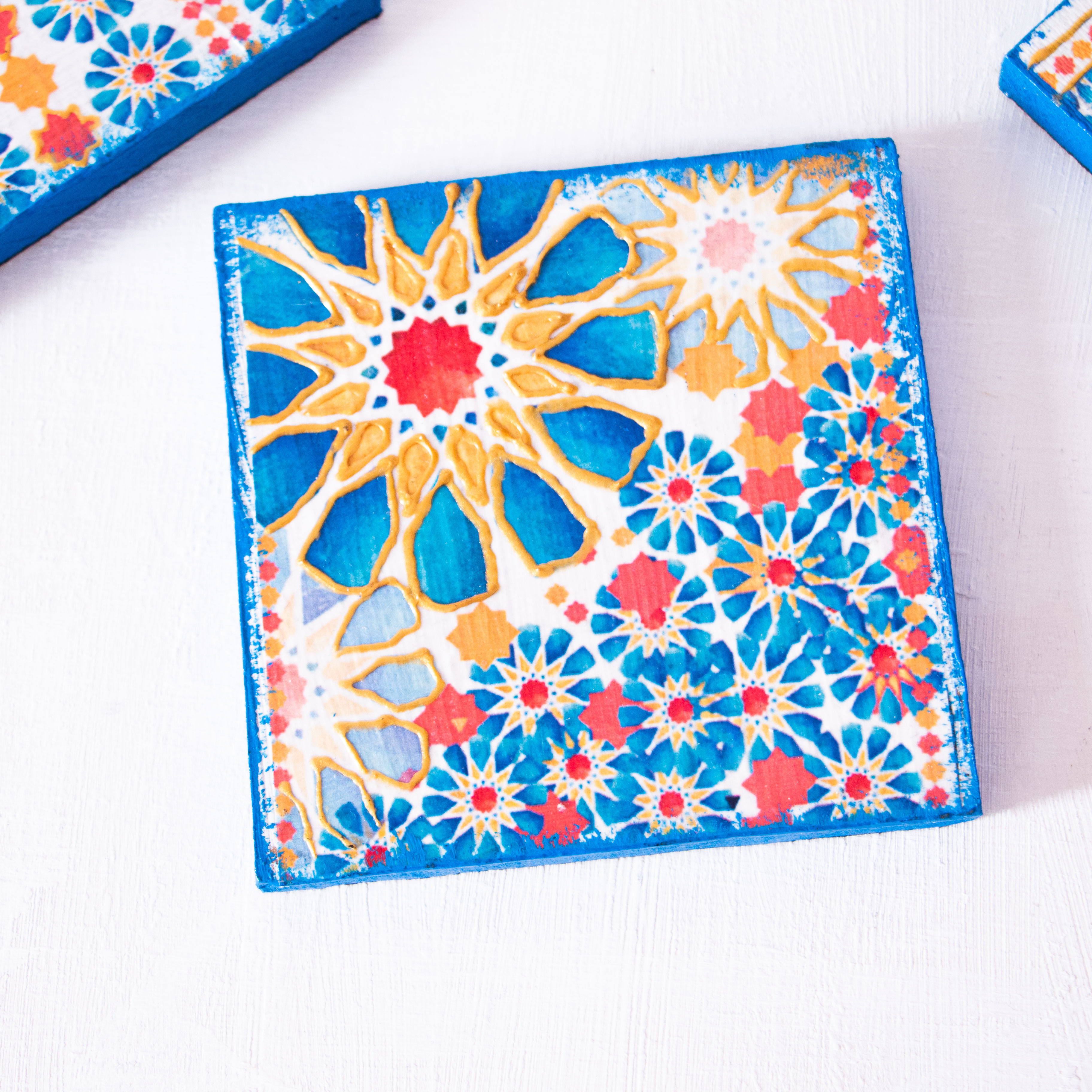 Blue Islamic Stars Coasters 4 pieces  2