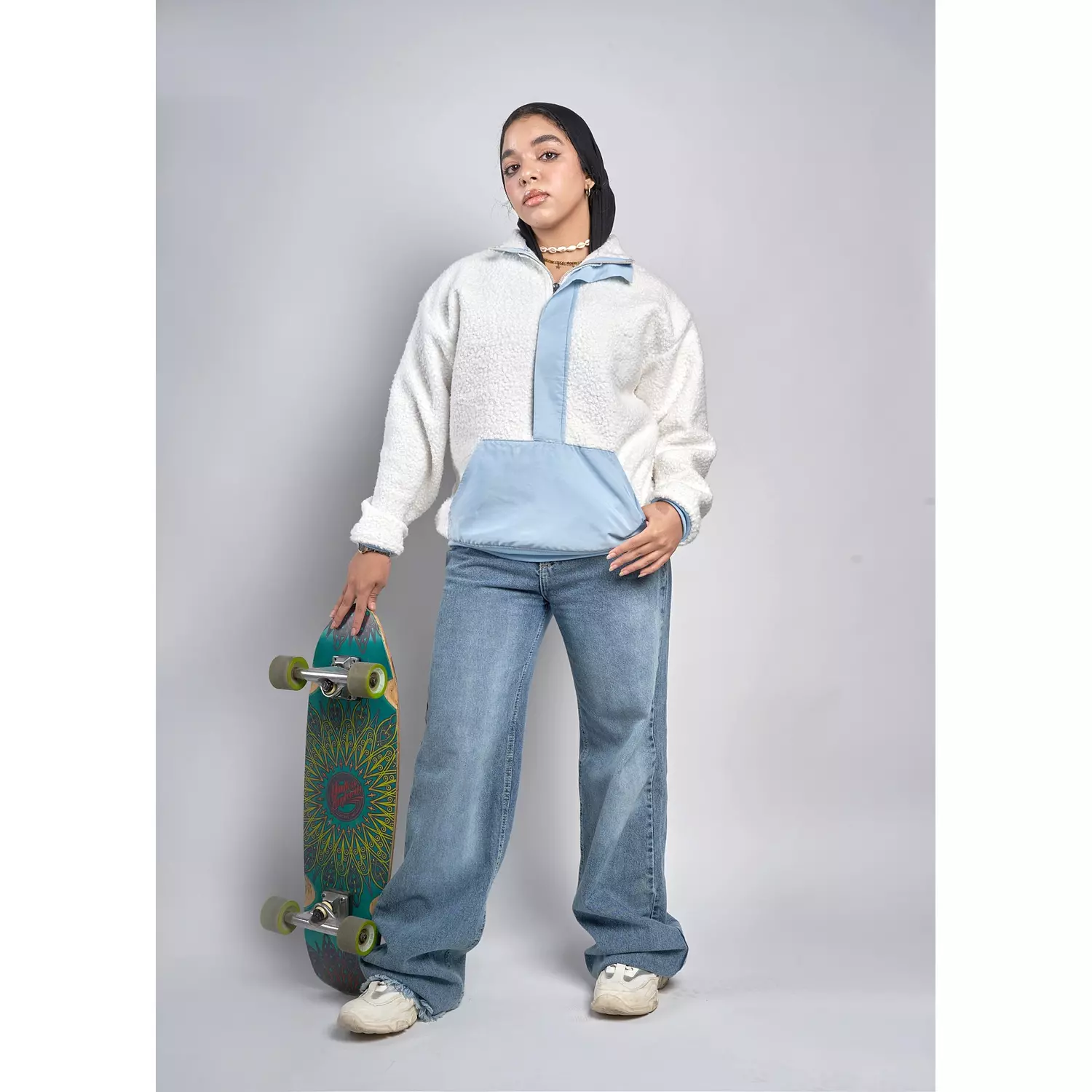 oversize half-zipped  sweatshirt hover image