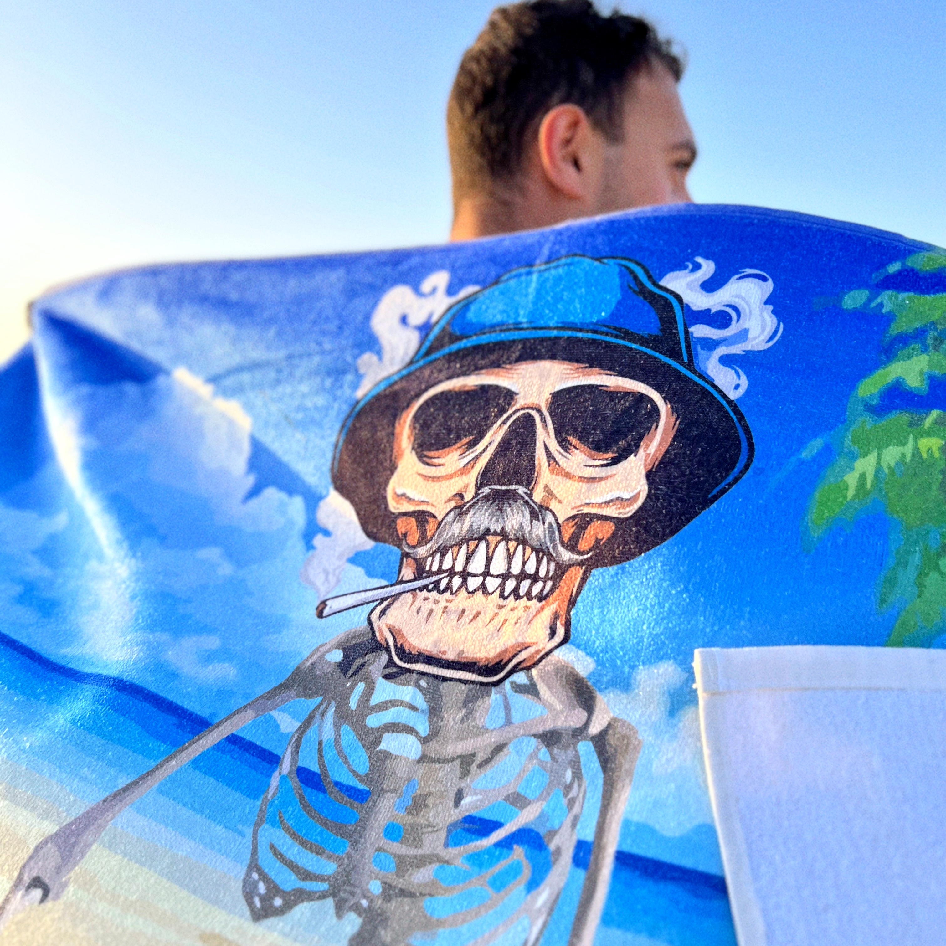 Smoking Skull Beach Towel