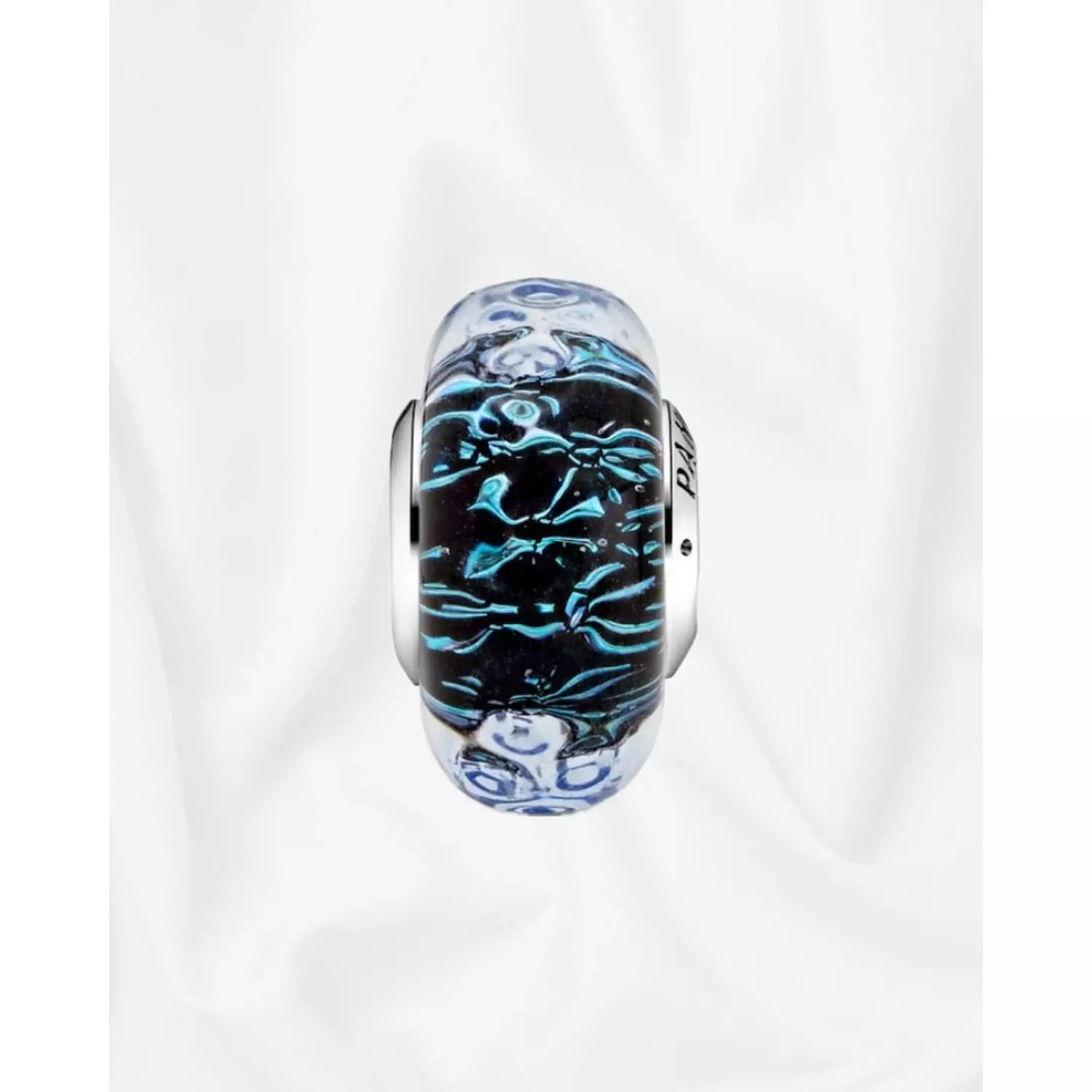 Wavy Dark Blue Murano Glass Ocean Charm 2