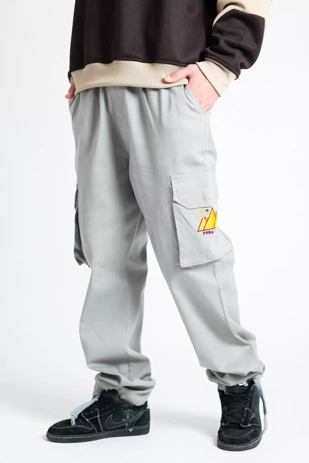 grey cargo pants hover image