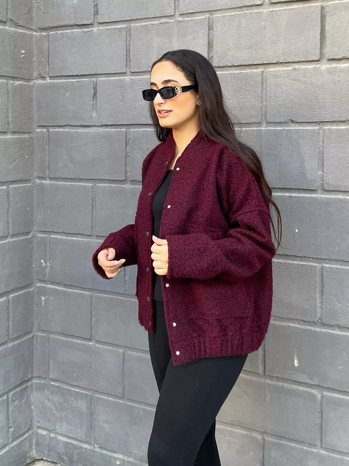 Bomber Jacket in Burgundy 2