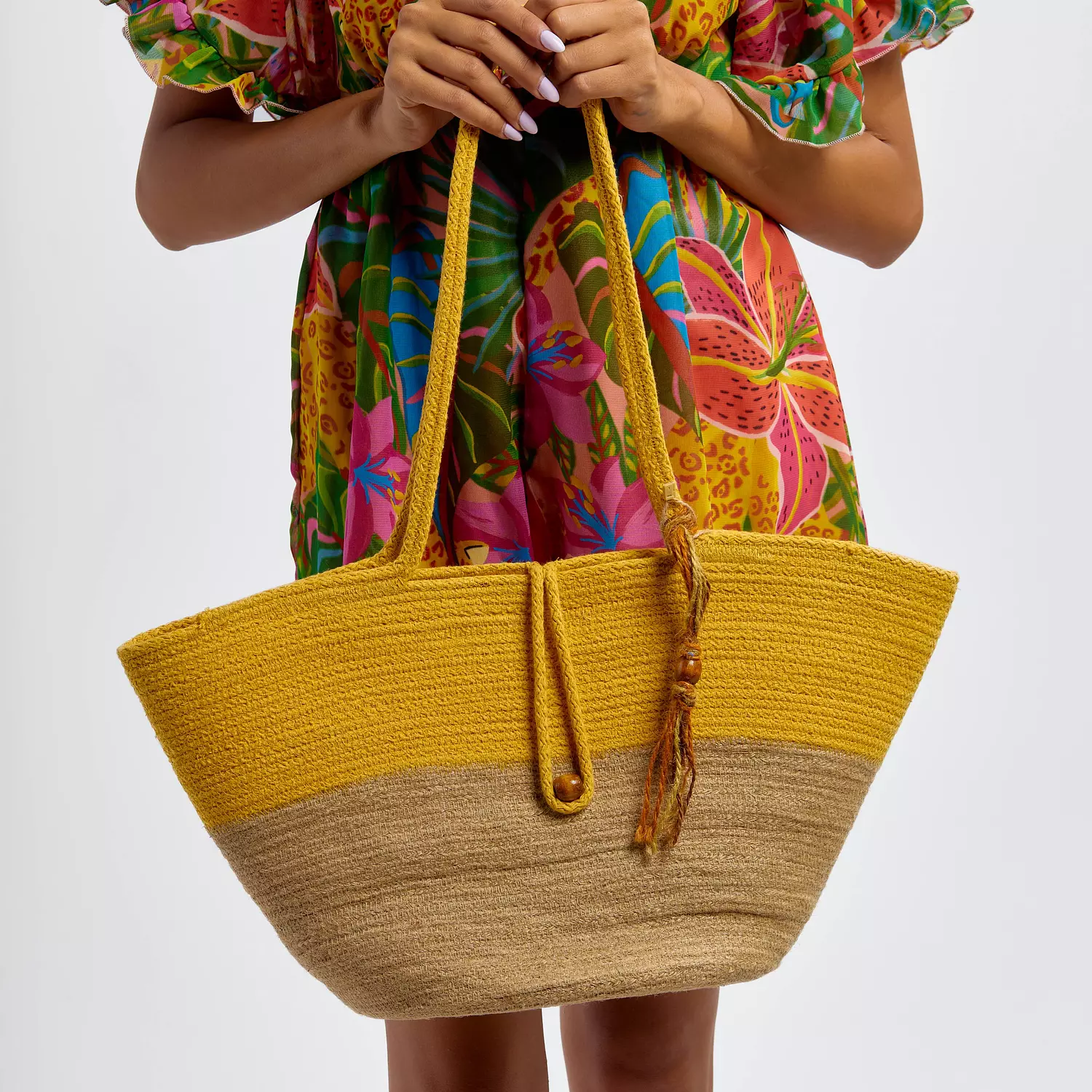 Shoulder Bag - Yellow & Jute 2