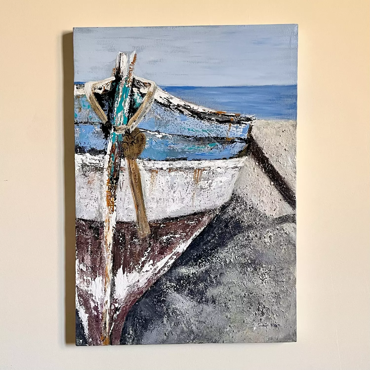 Wooden fishing boat painting  2