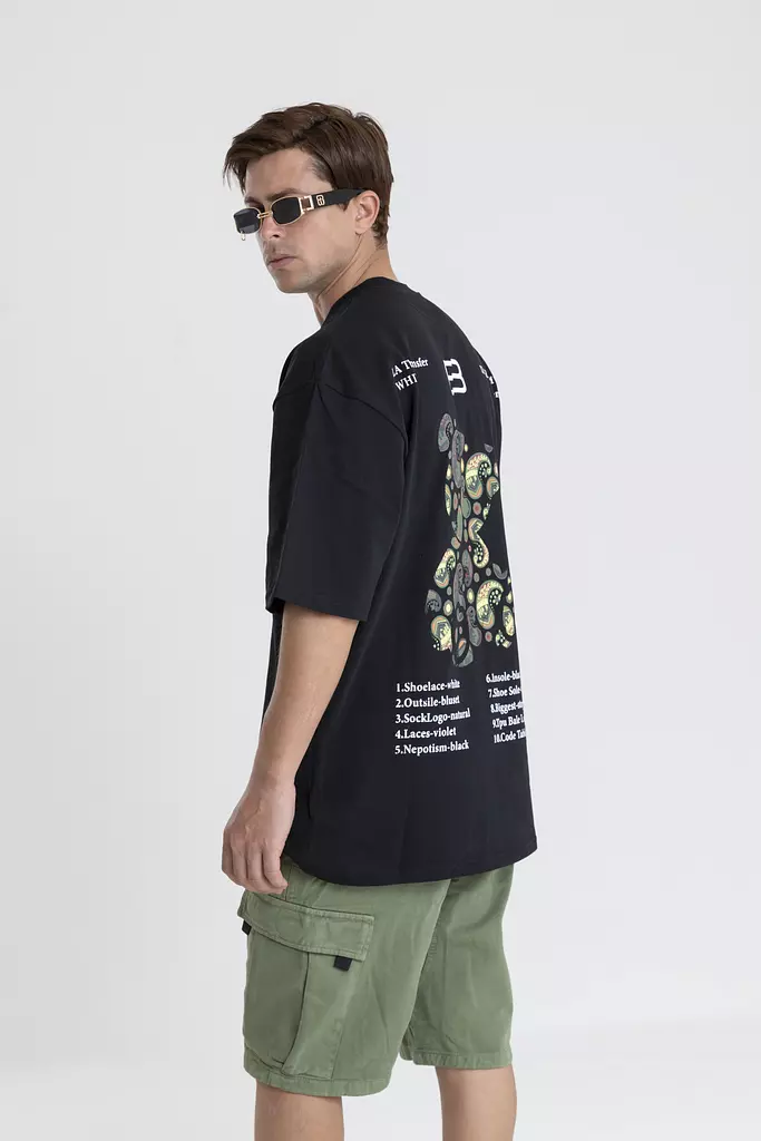 OVERSIZED COTTON T-SHIRT WITH PRINT BACK & FRONT