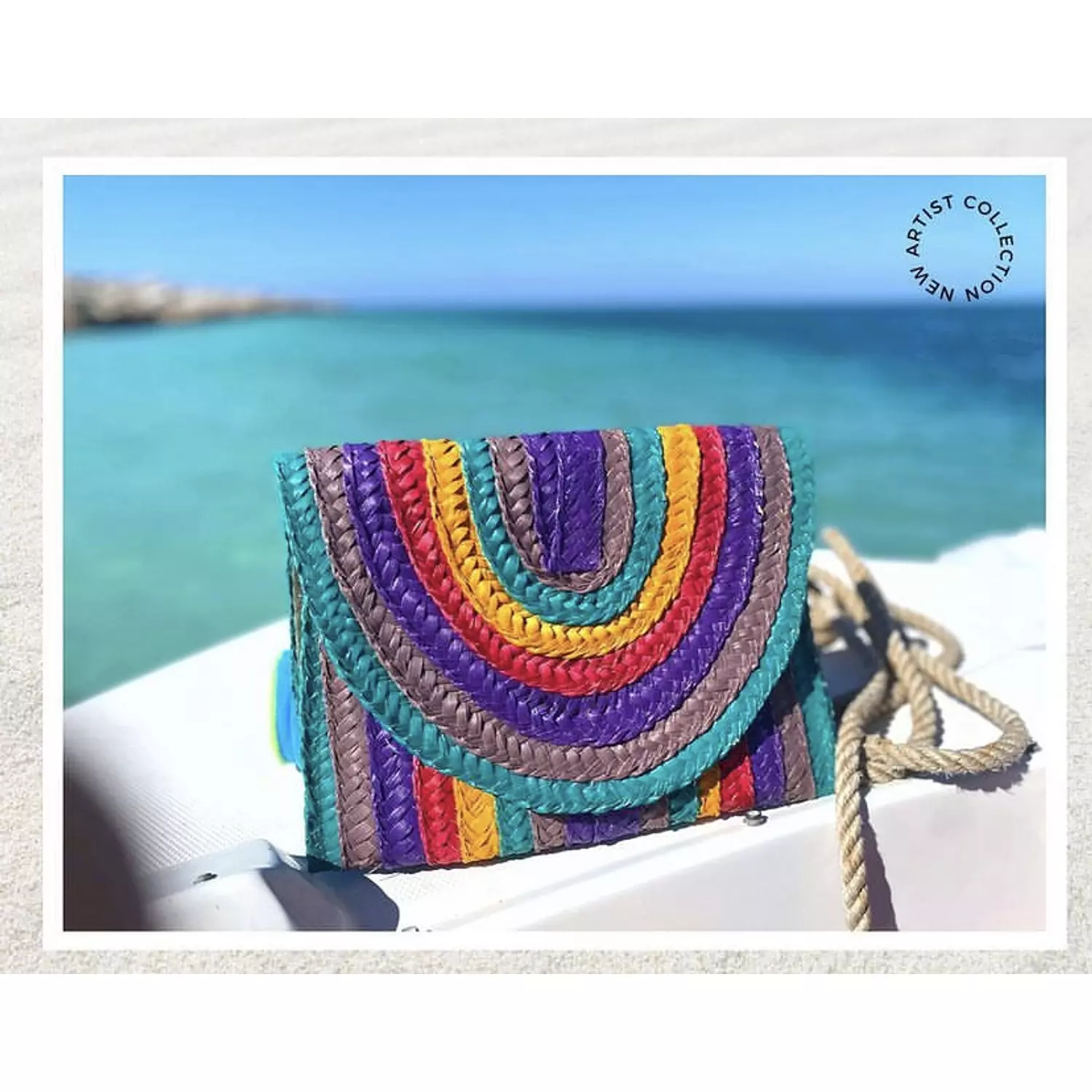 Hand-Painted Rainbow Straw Pouch II (by order)  hover image