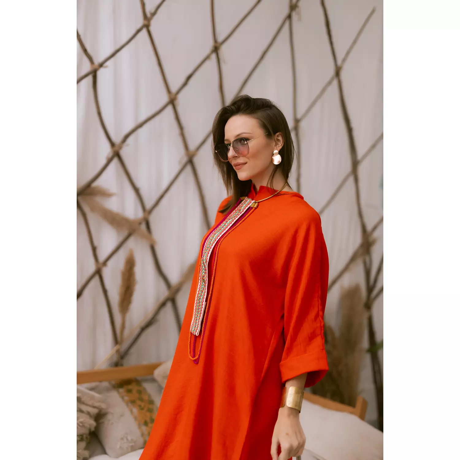 Orange linen dress 8