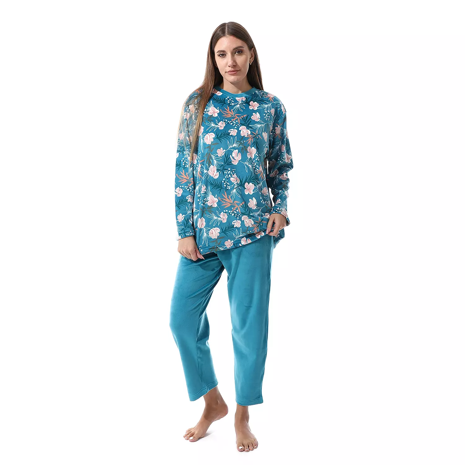 Shorto Women Fleece Flower PJ - Turquoise -2659 - 024  hover image