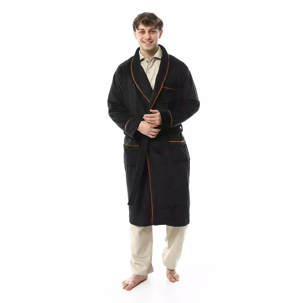 Shorto Men's Robe - Fleece - Black -2675 