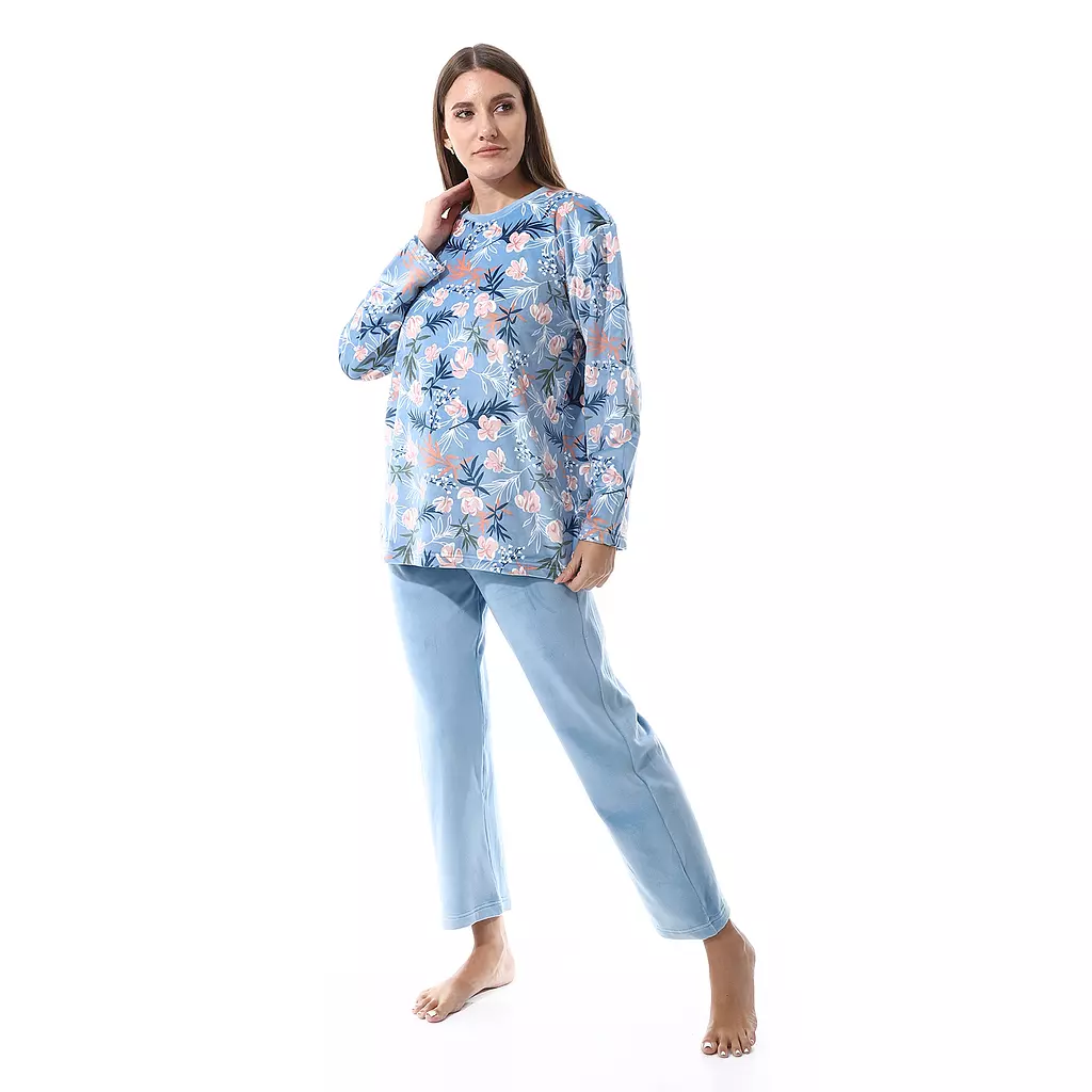 Shorto Women Fleece Flower PJ - Baby Blue -2659 - 024 