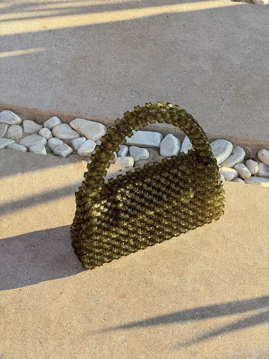 Hand beaded bag - olive hover image