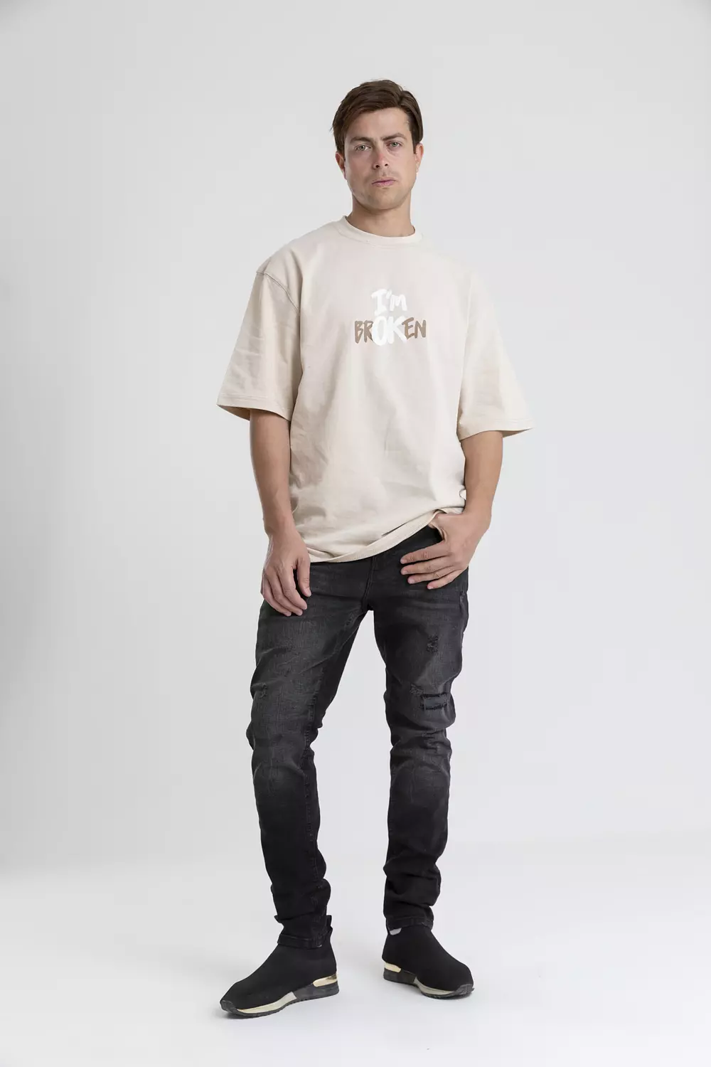 TEXT OVERSIZED COTON T-SHIRT hover image