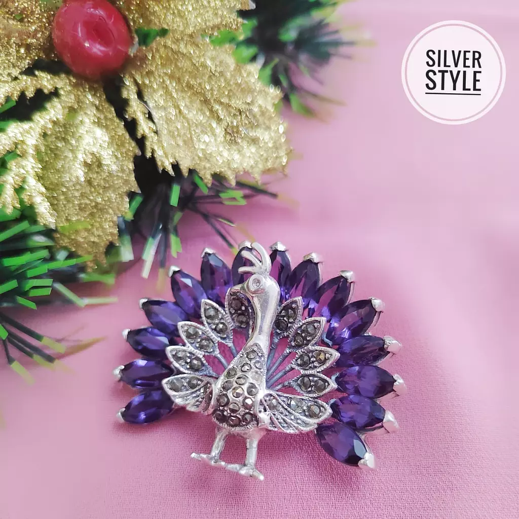 Amethyst stones silver925 Brooch