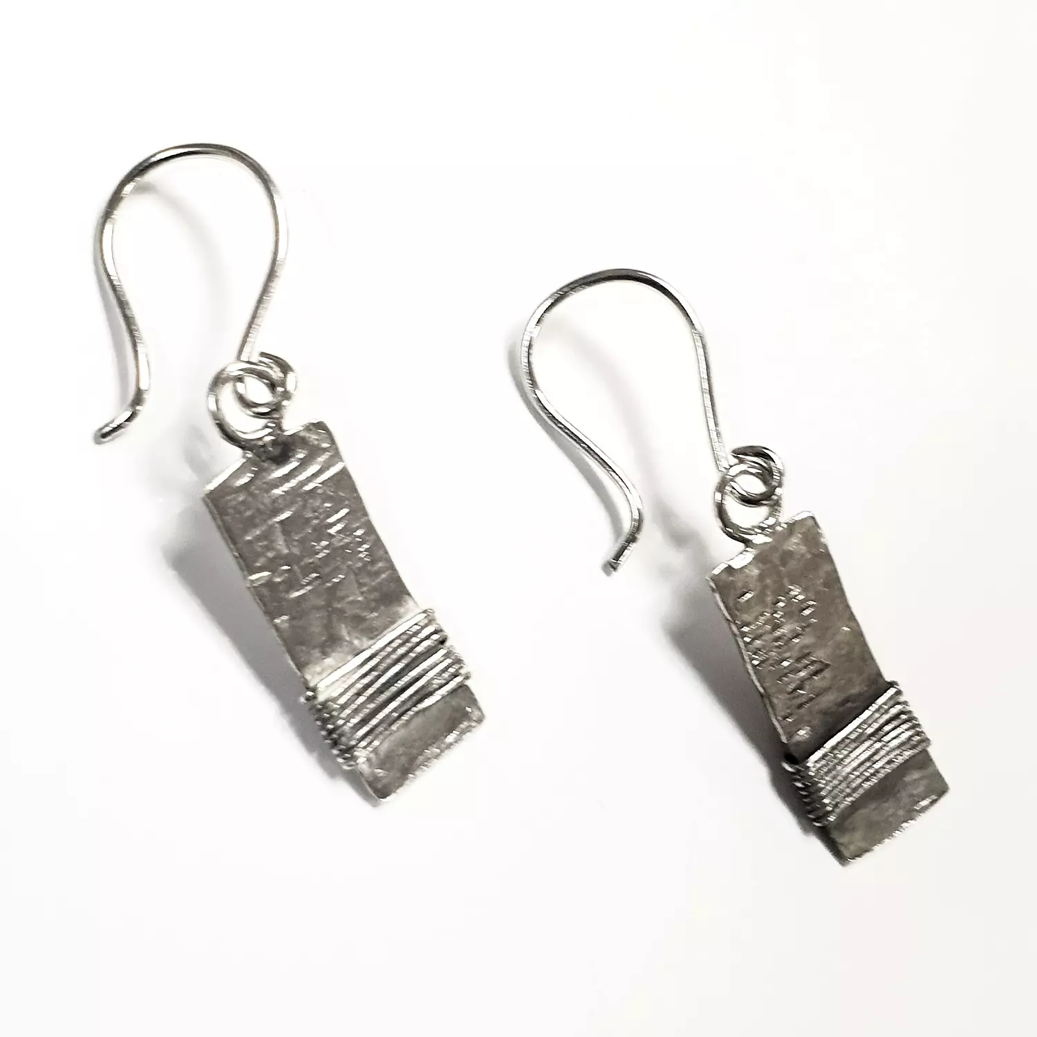 Textured silver earring 2