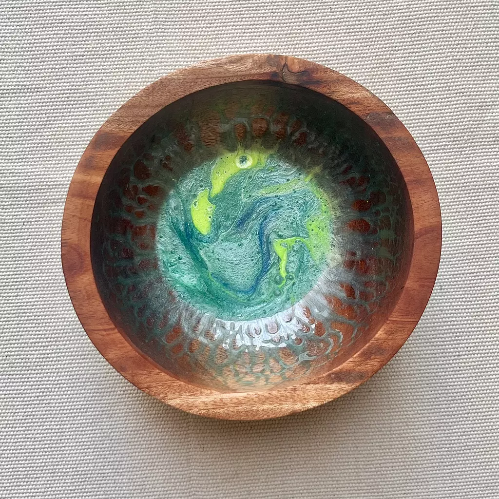 Turquoise Wooden Bowl