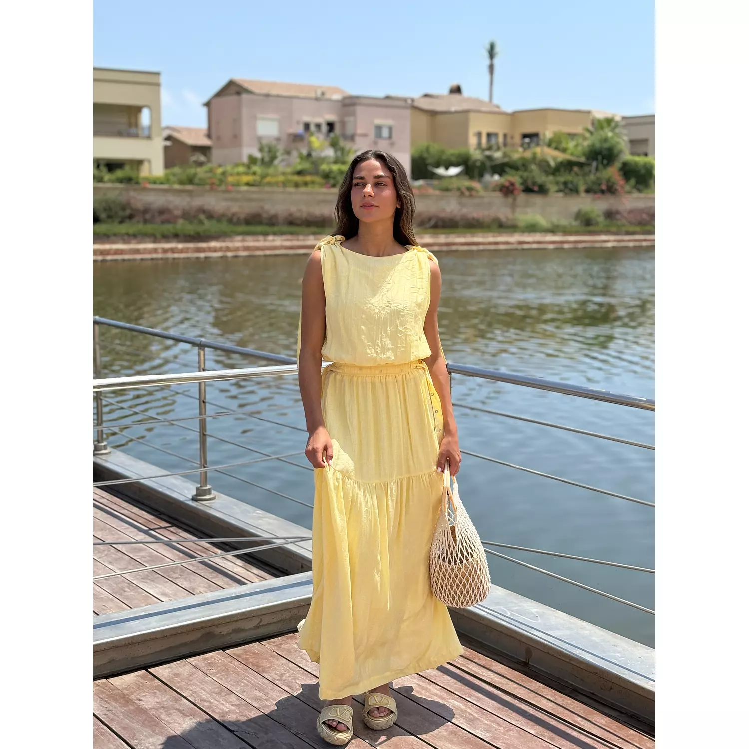 Yellow Daylilly Waisted Dress (sleeveless)  2