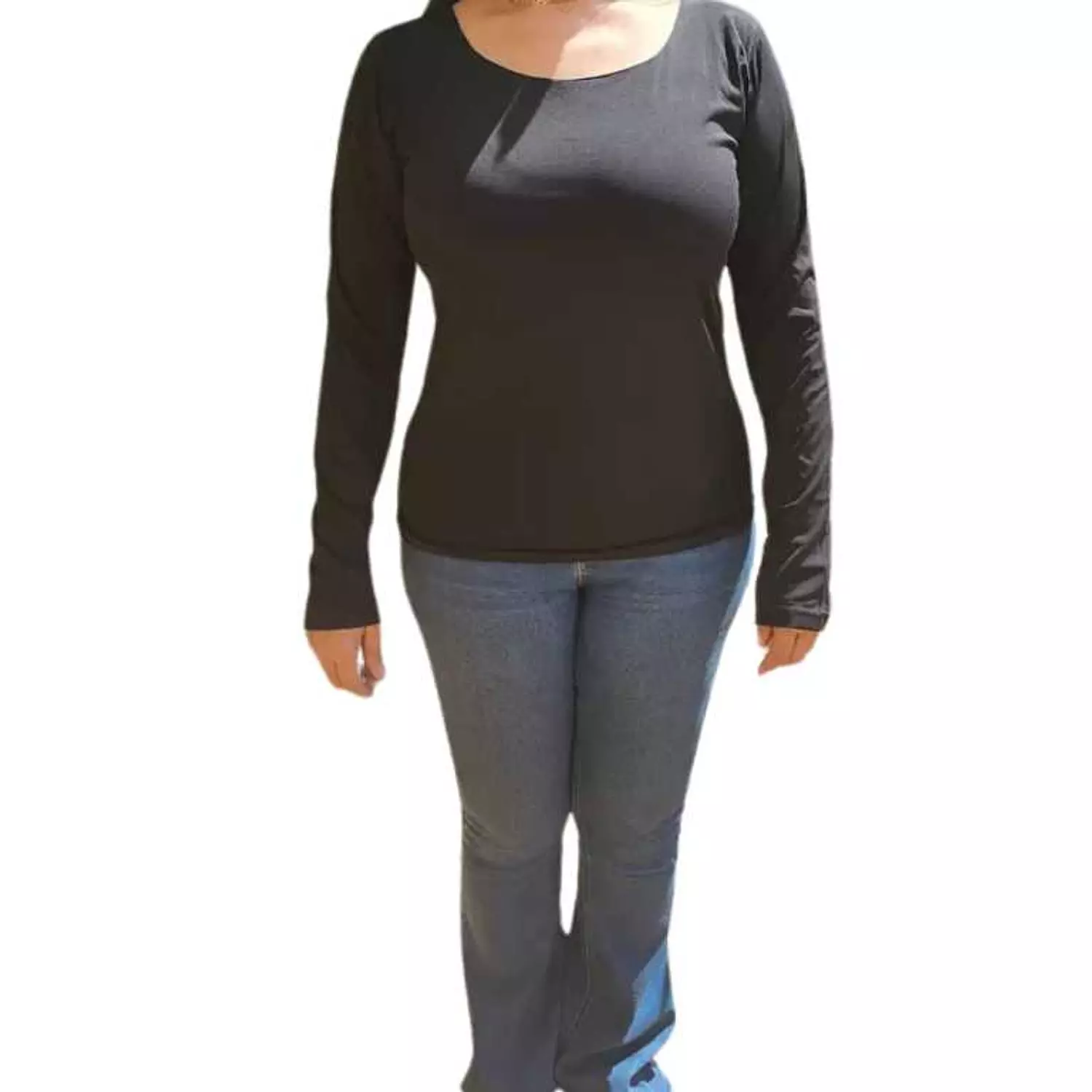 Basic Lycra Sleeve Décolleté  Undershirt - Black hover image