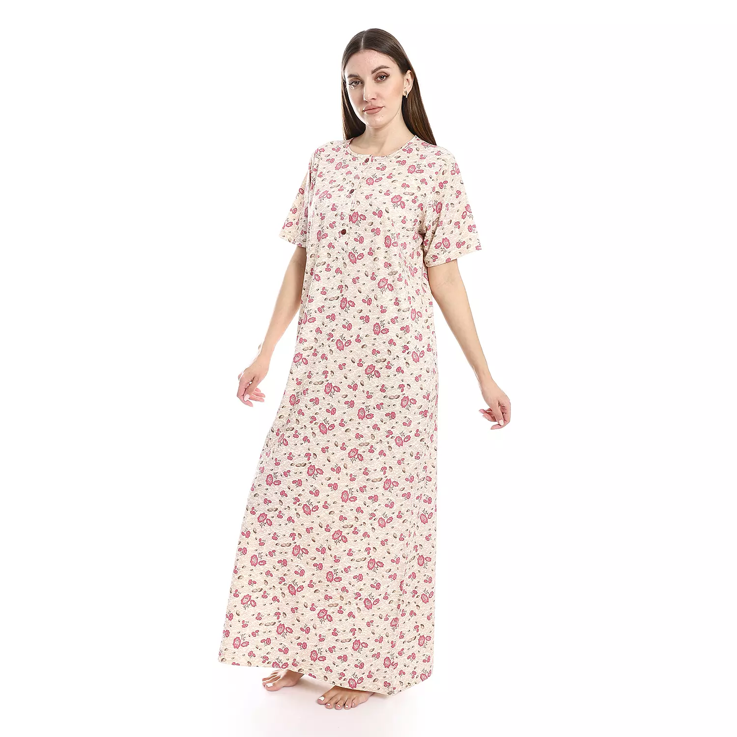 Women Nightgown Floral Pattern - 2488 - Rose 1