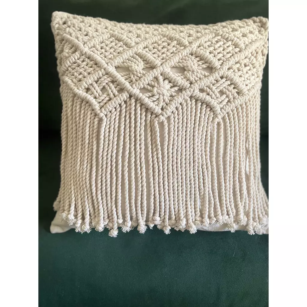 Patches Cotton Macrame Cushion    