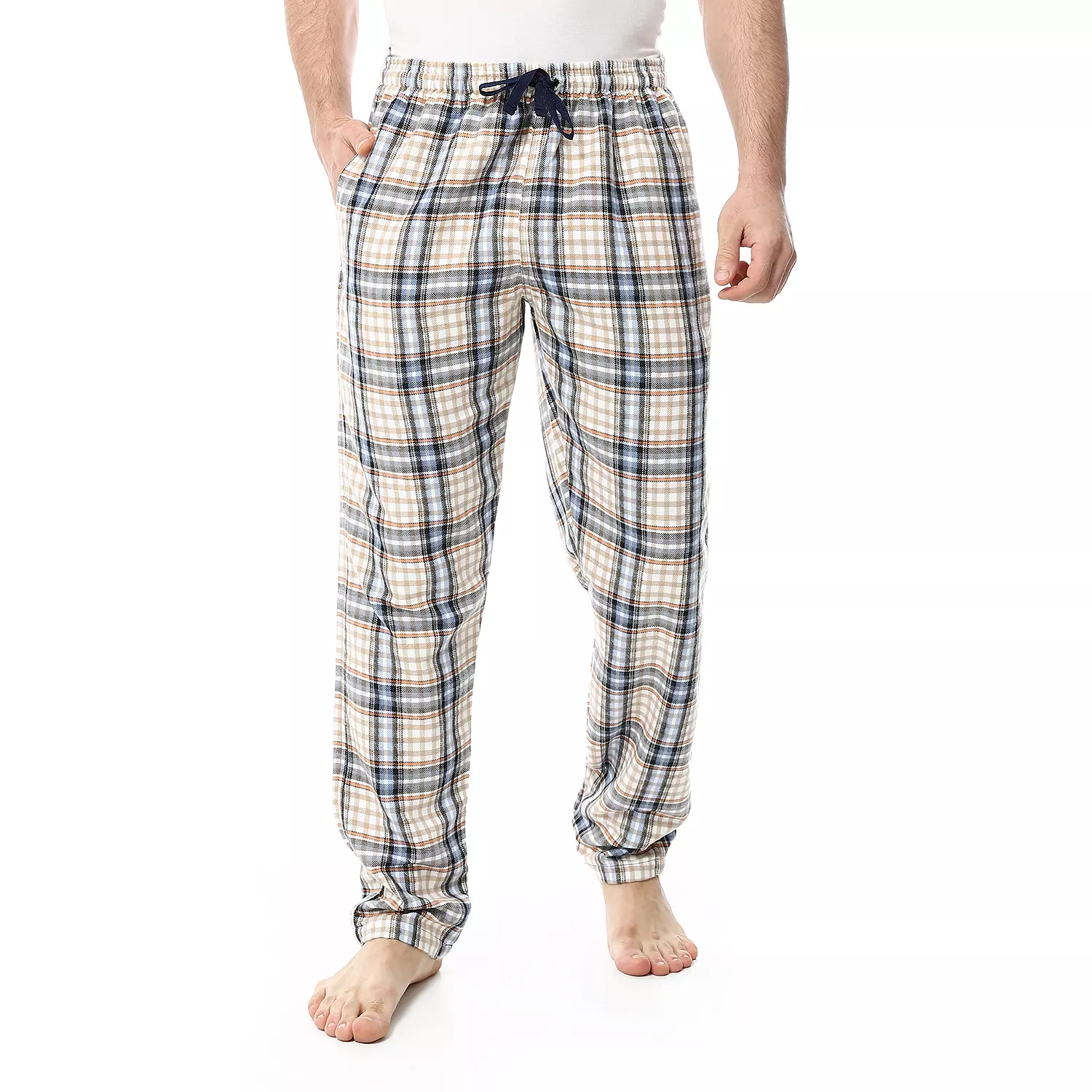 Shorto Winter Check Pants - Beige * Baby Blue - 4045  hover image