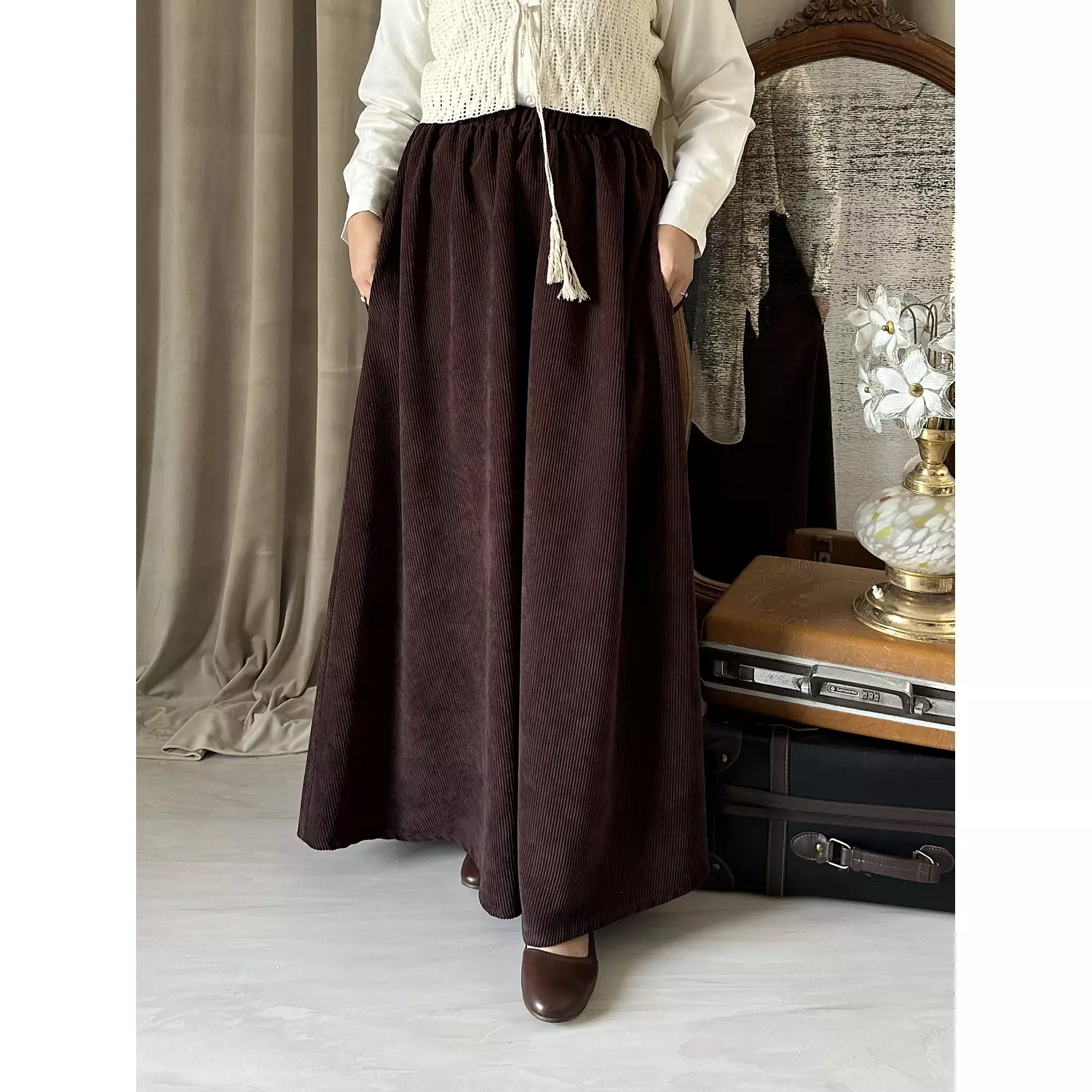 Brown velvet skirt  4