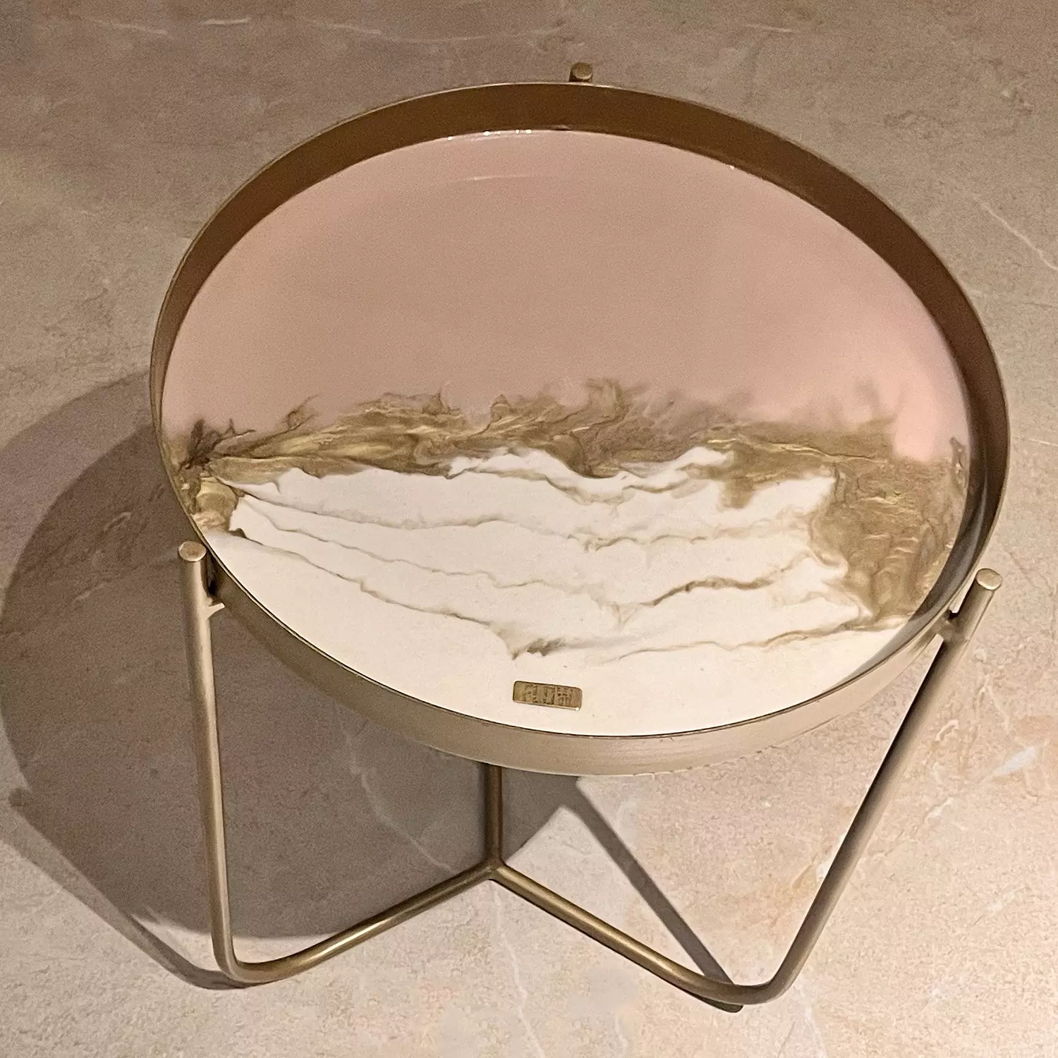 Rose-Pink / White Gold Steel Side-Table-2nd-img