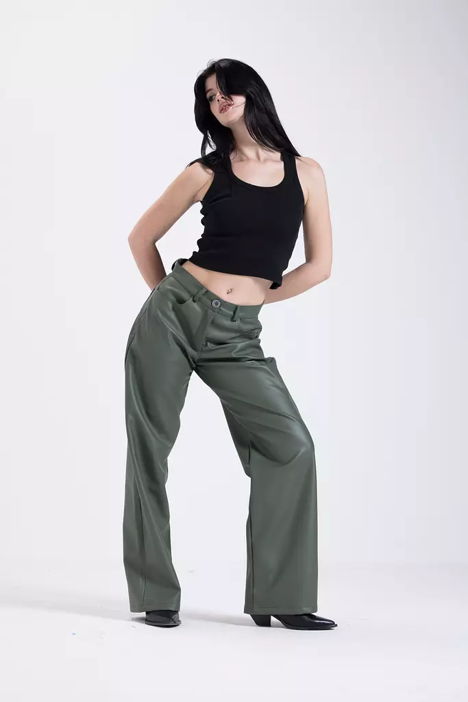 Olive Green Leather Pants