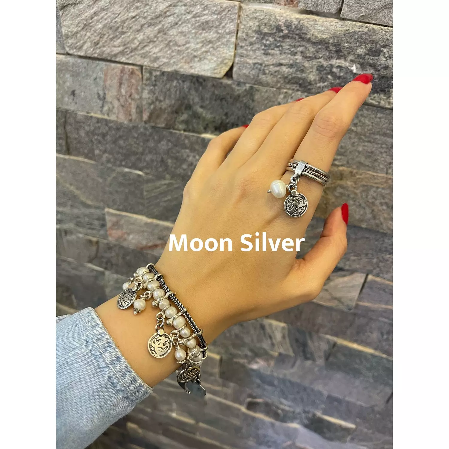 lu'lu' & Silver Set (Bracelet + Ring) hover image
