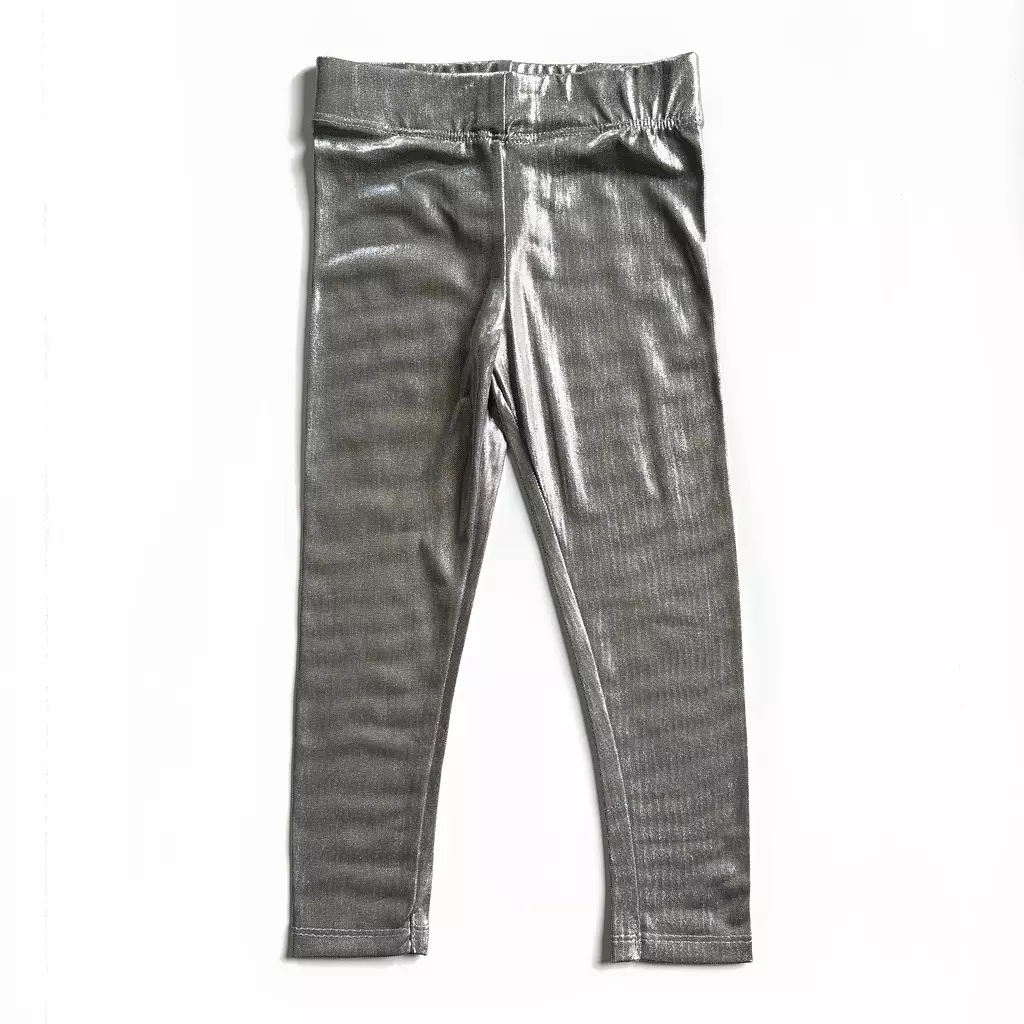 Silver Grey Metallic Leggings 