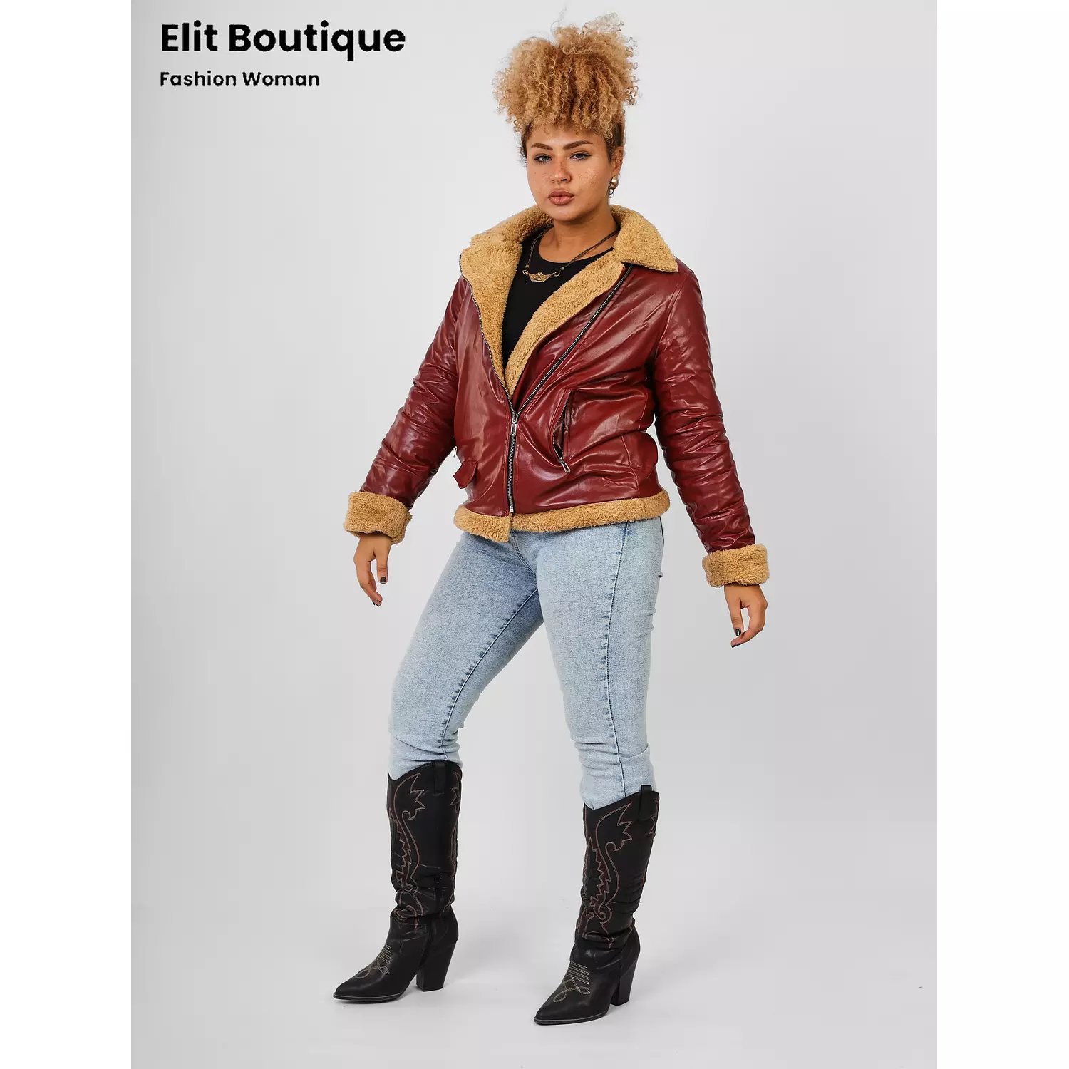 Fur leather jacket  hover image