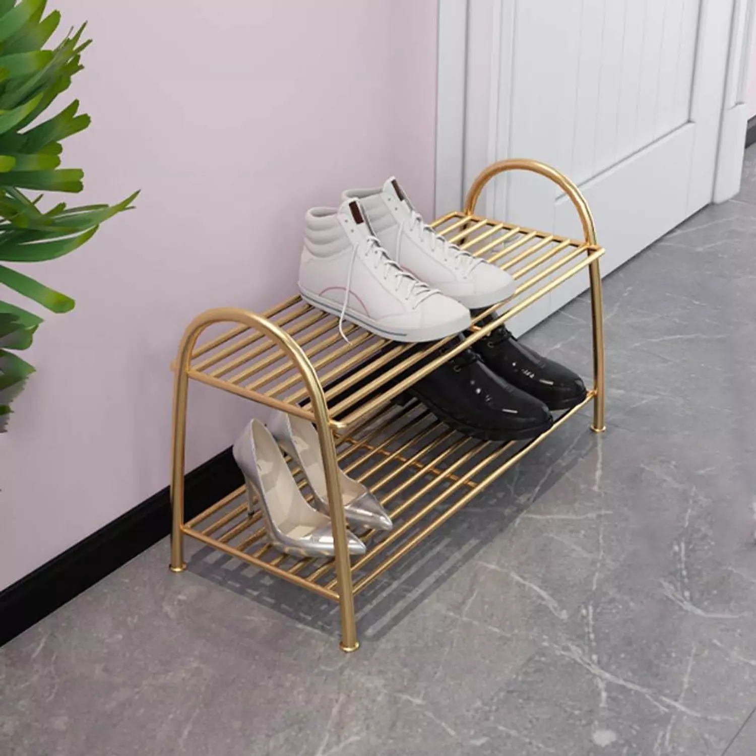 Shoe Rack - Gold Metal hover image