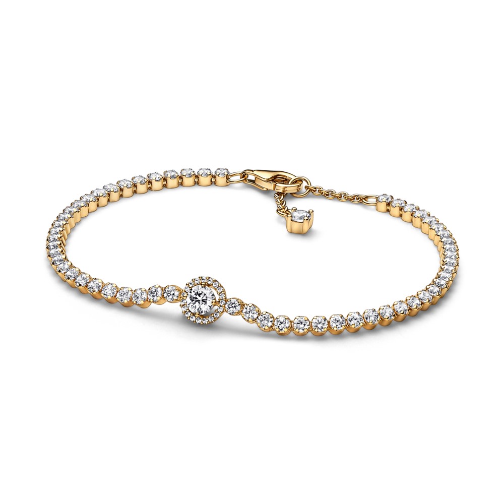 14k Gold-plated bracelet with clear cubic zirconia