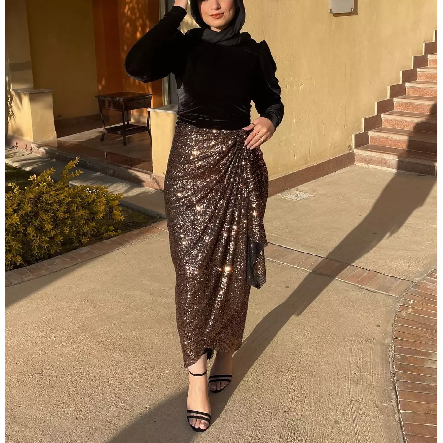 Wrap sequin skirt - Gold hover image