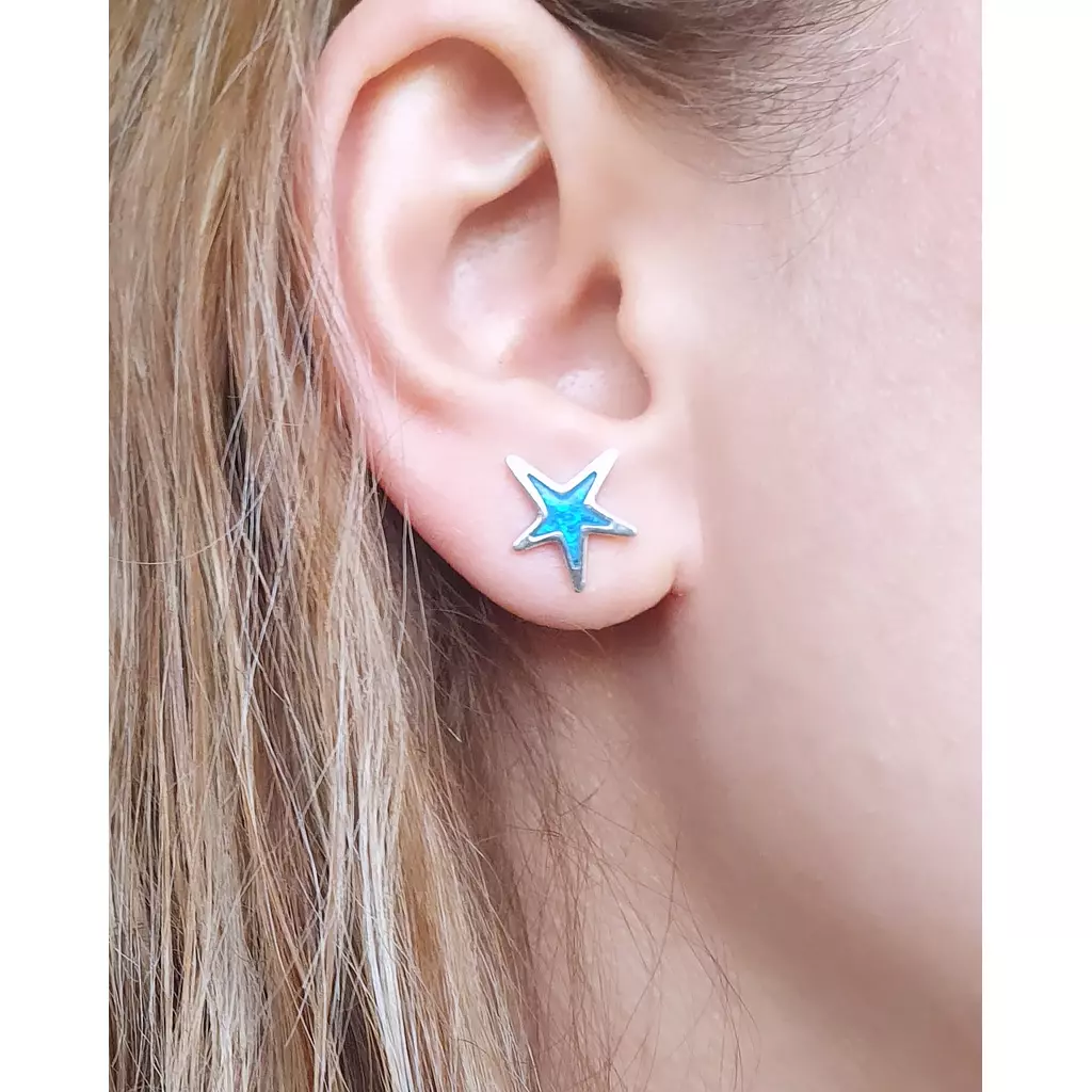 Blue star earrings