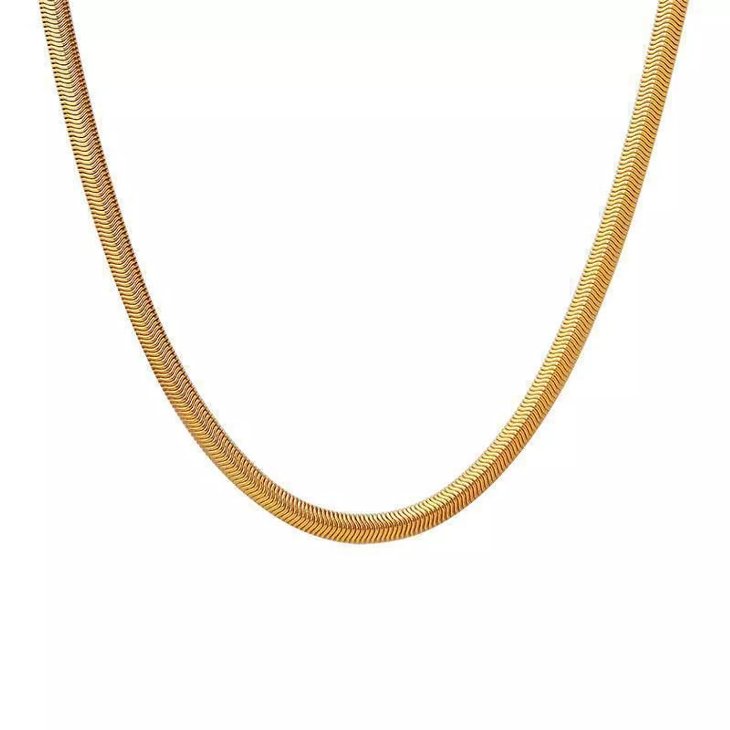 Basic Herringbone Gold Necklace 4