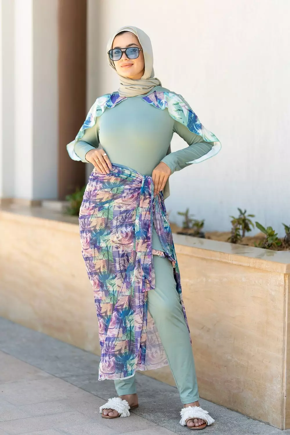 Mint ruffle burkini (3 pieces) 1